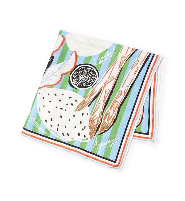 TOMORROWLAND GOODS「manipuri VEGETABLES シルクスカーフ」|バンダナ・スカーフ|62 ライトブルー系