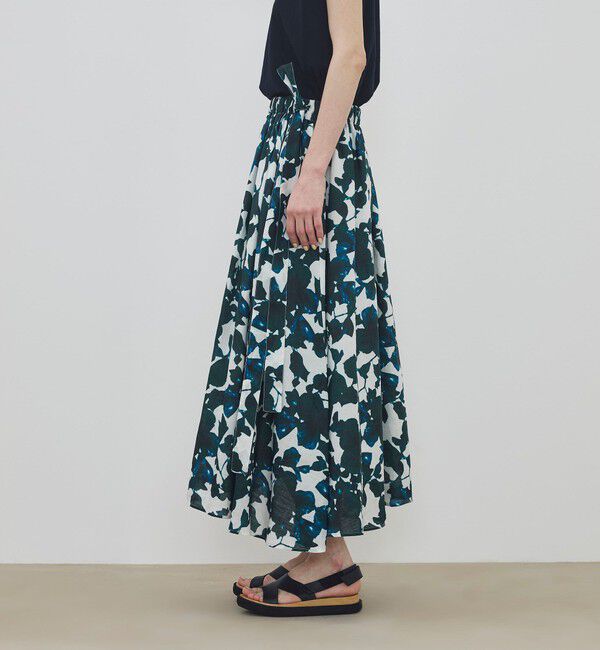 TOMORROWLAND GOODS「WRITEWELL Prism-mineral アシンメトリー ギャザースカート」|フレア|