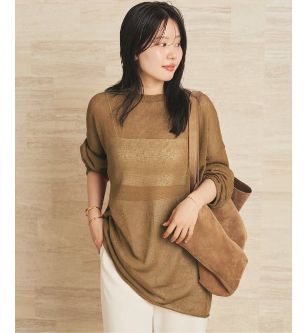 Plage「Linen/ny long プルオーバー」|ニット・セーター|キャメル