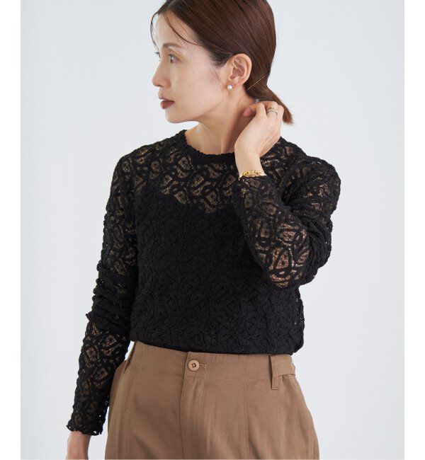 IENA「《追加》ペイズリー ストレッチレースプルオーバー」|Tシャツ・カットソー|