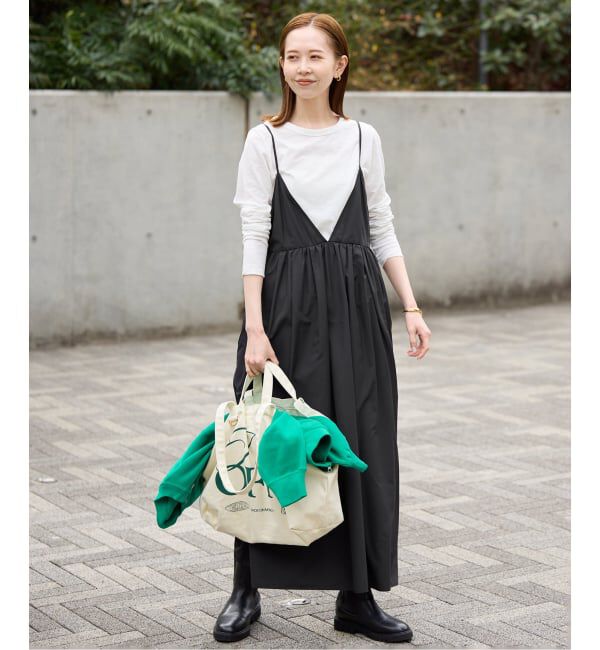 SLOBE IENA「《WEB限定/追加2》タフタギャザーキャミワンピース」|ワンピース|