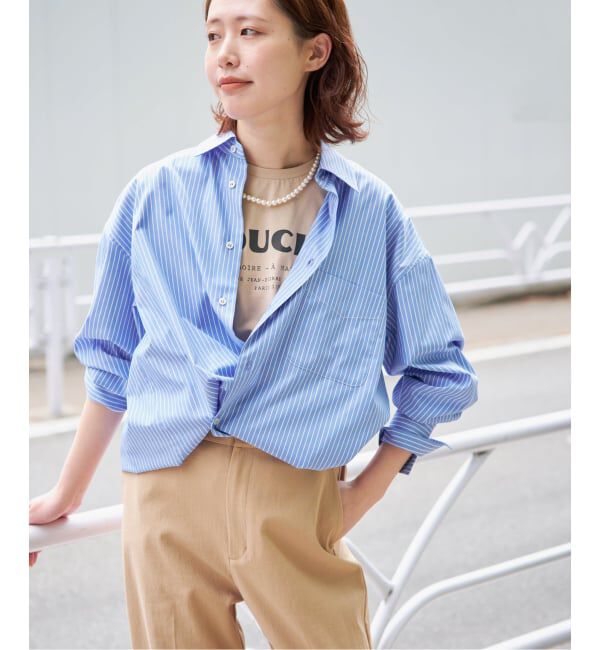 SLOBE IENA「《UVカット》ポプリン2WAYシャツ」|シャツ・ブラウス|サックスブルー