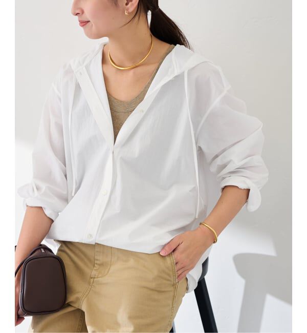 FRAMeWORK「コットンナイロンフードシャツ」|シャツ・ブラウス|ホワイト