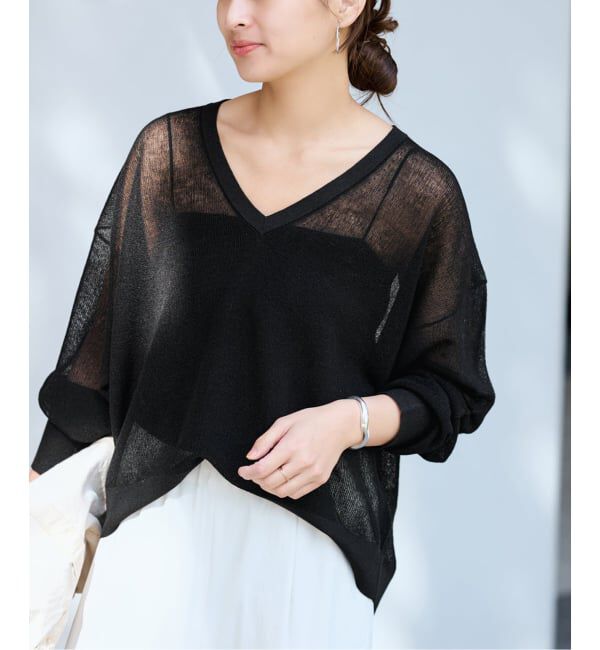 FRAMeWORK「シアーアゼVネックプルオーバー」|ニット・セーター|