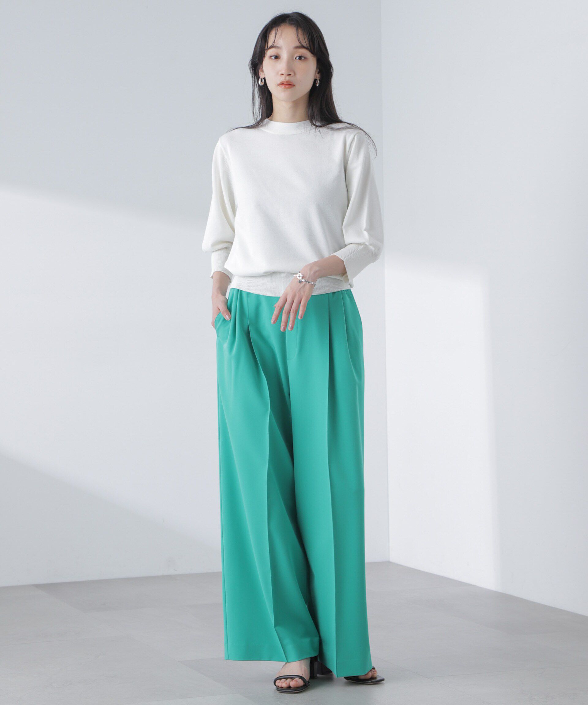 nano･universe「前後2wayボータイ半袖サマーニット」|ニット・セーター|