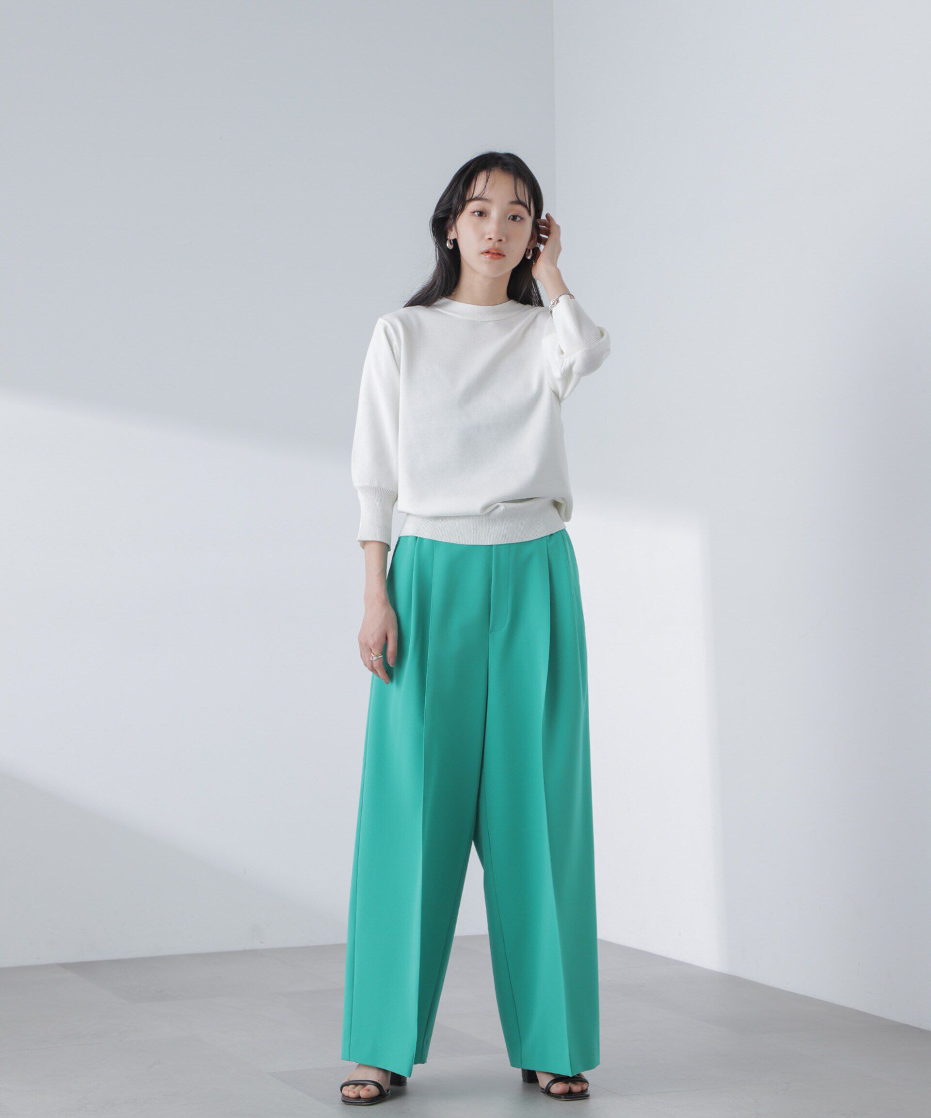 nano･universe「前後2wayボータイ半袖サマーニット」|ニット・セーター|