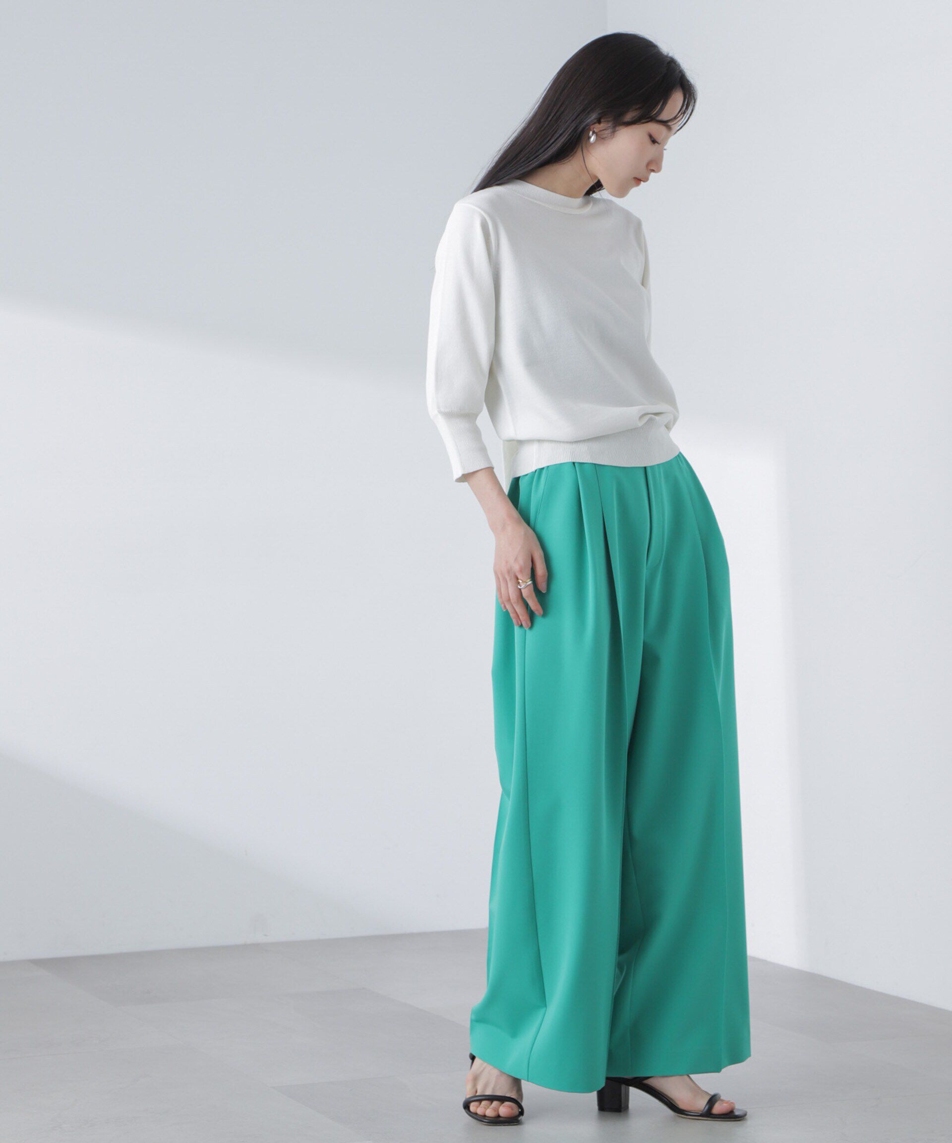 nano･universe「前後2wayボータイ半袖サマーニット」|ニット・セーター|