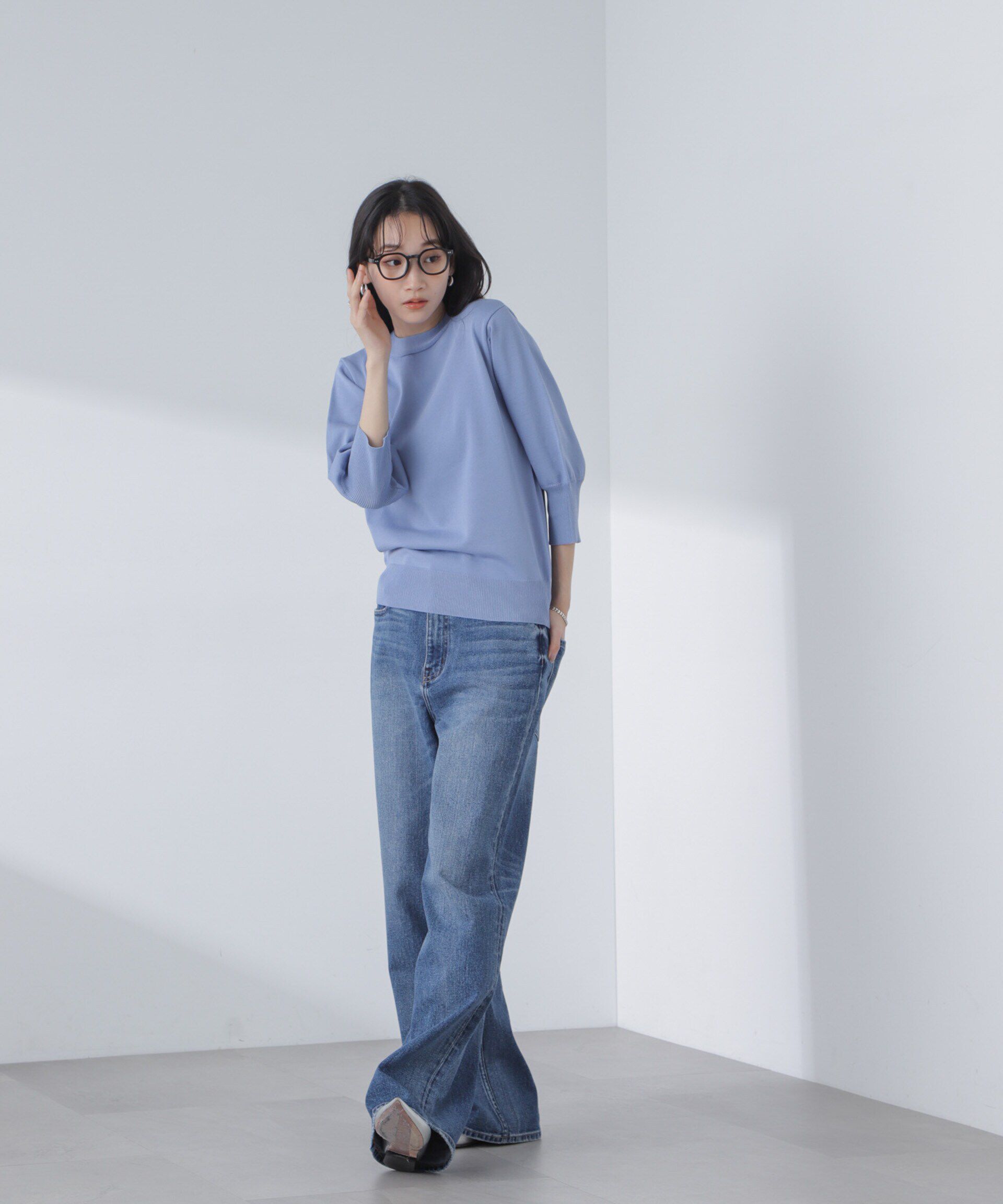 nano･universe「前後2wayボータイ半袖サマーニット」|ニット・セーター|