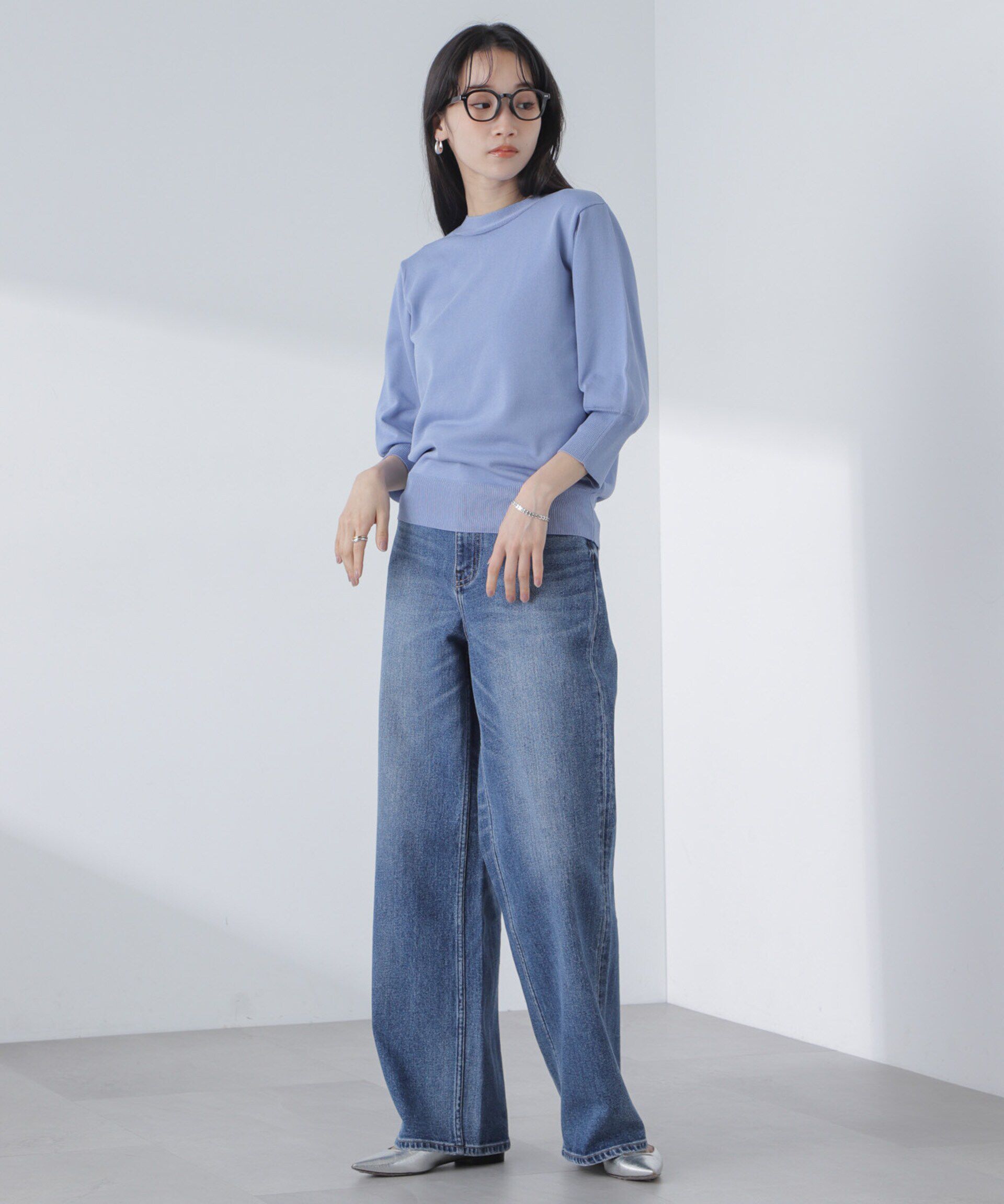 nano･universe「前後2wayボータイ半袖サマーニット」|ニット・セーター|