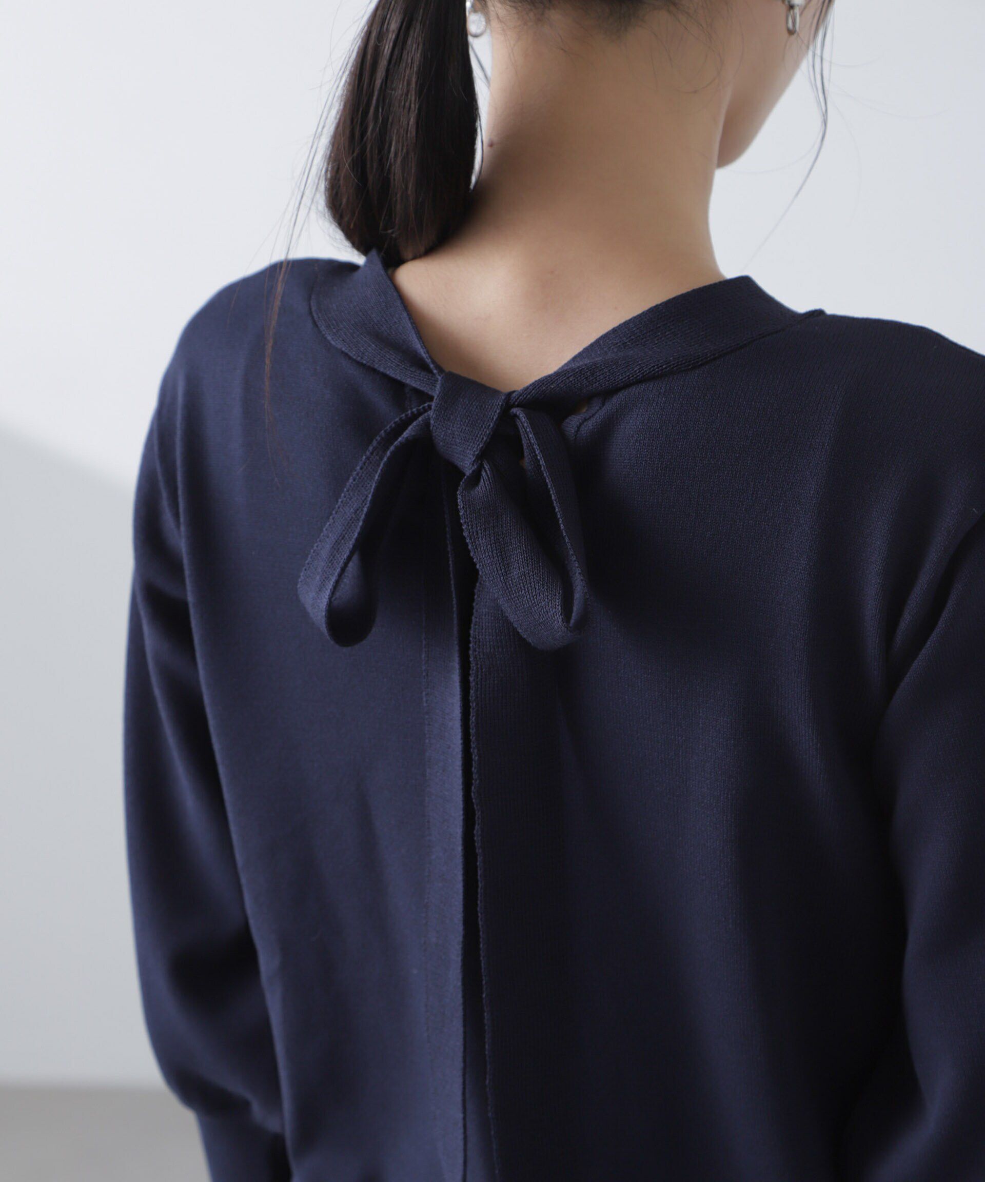 nano･universe「前後2wayボータイ半袖サマーニット」|ニット・セーター|