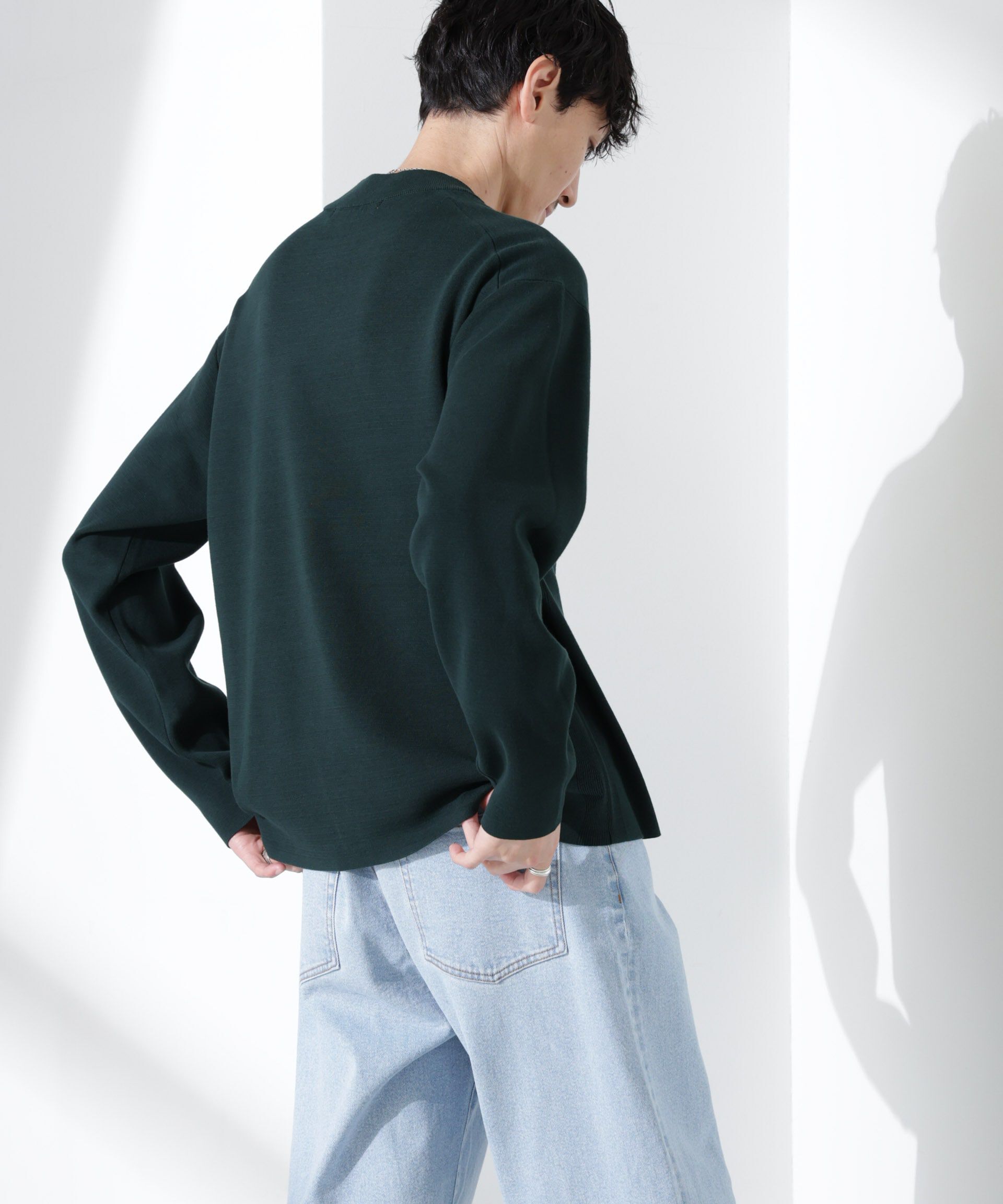 nano･universe「14ゲージミラノリブ ジャケTEE 長袖 （手洗い可能）」|ニット・セーター|