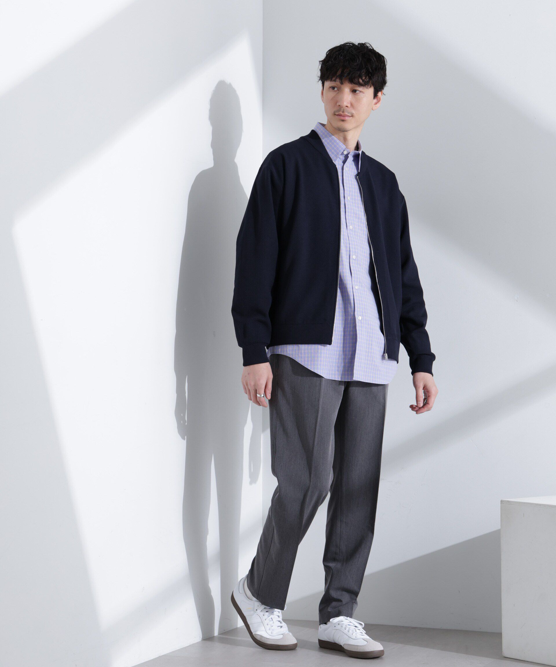 nano･universe「エアニットジップブルゾン」|ブルゾン・スタジャン|