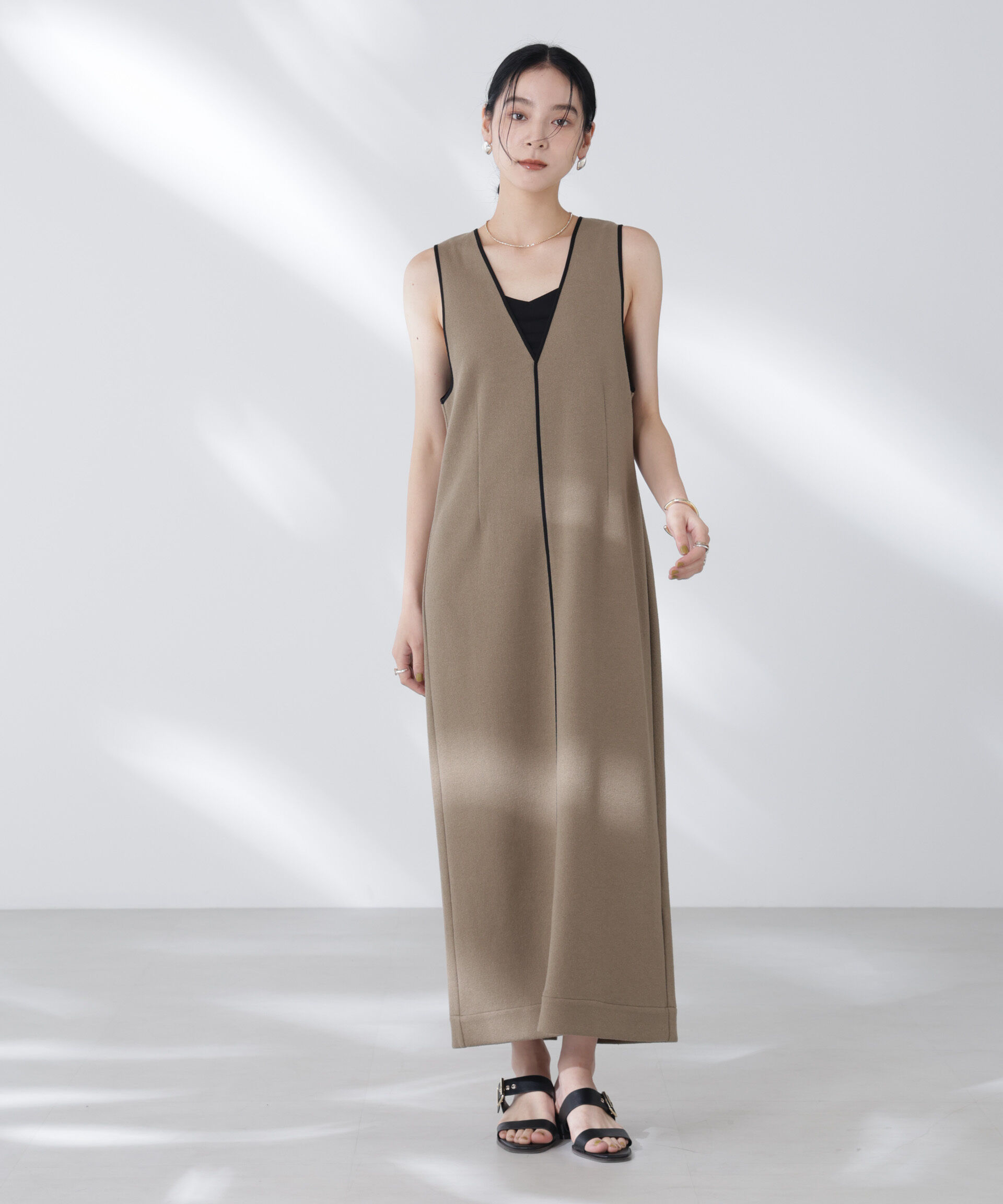 nano･universe「ブークレダンボールパイピングワンピース」|ワンピース|カーキ