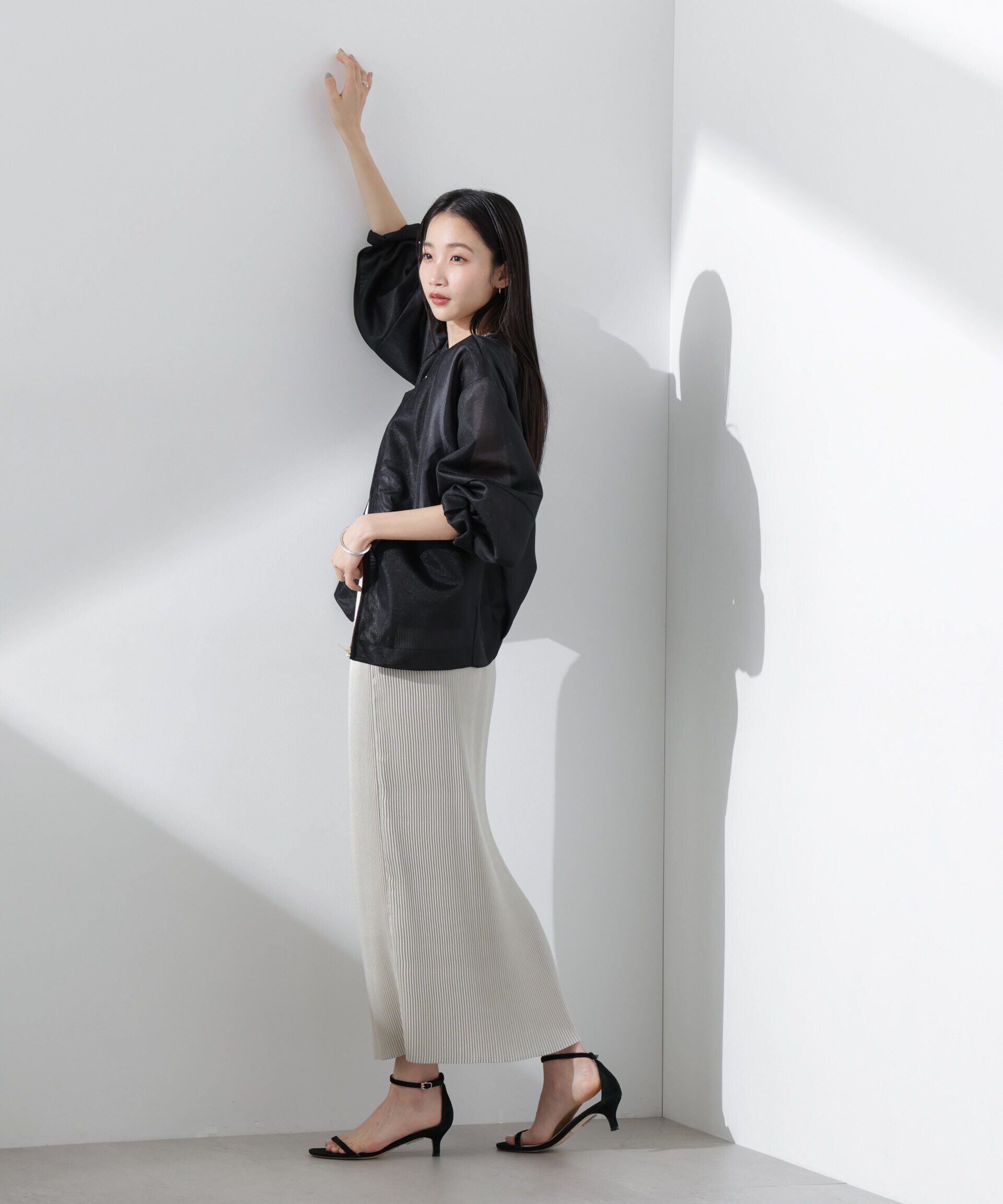 nano･universe「シアーダンボールカットノーカラーZIPupジャケット」|テーラードジャケット|