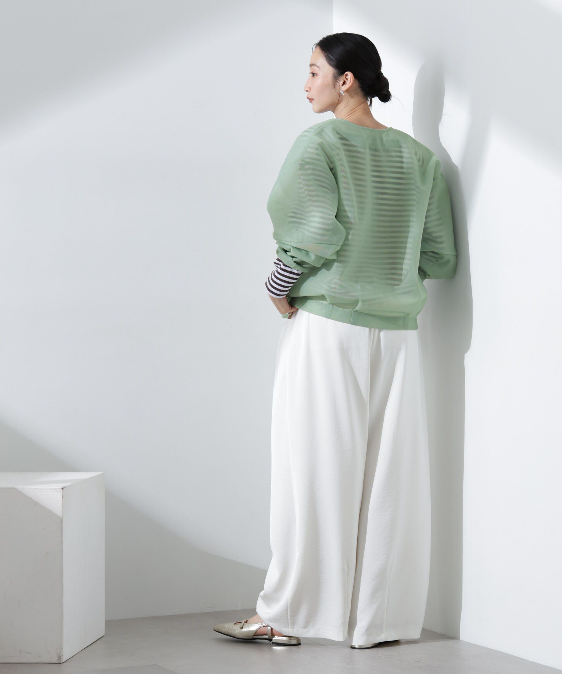 nano･universe「シアーダンボールカットノーカラーZIPupジャケット」|テーラードジャケット|