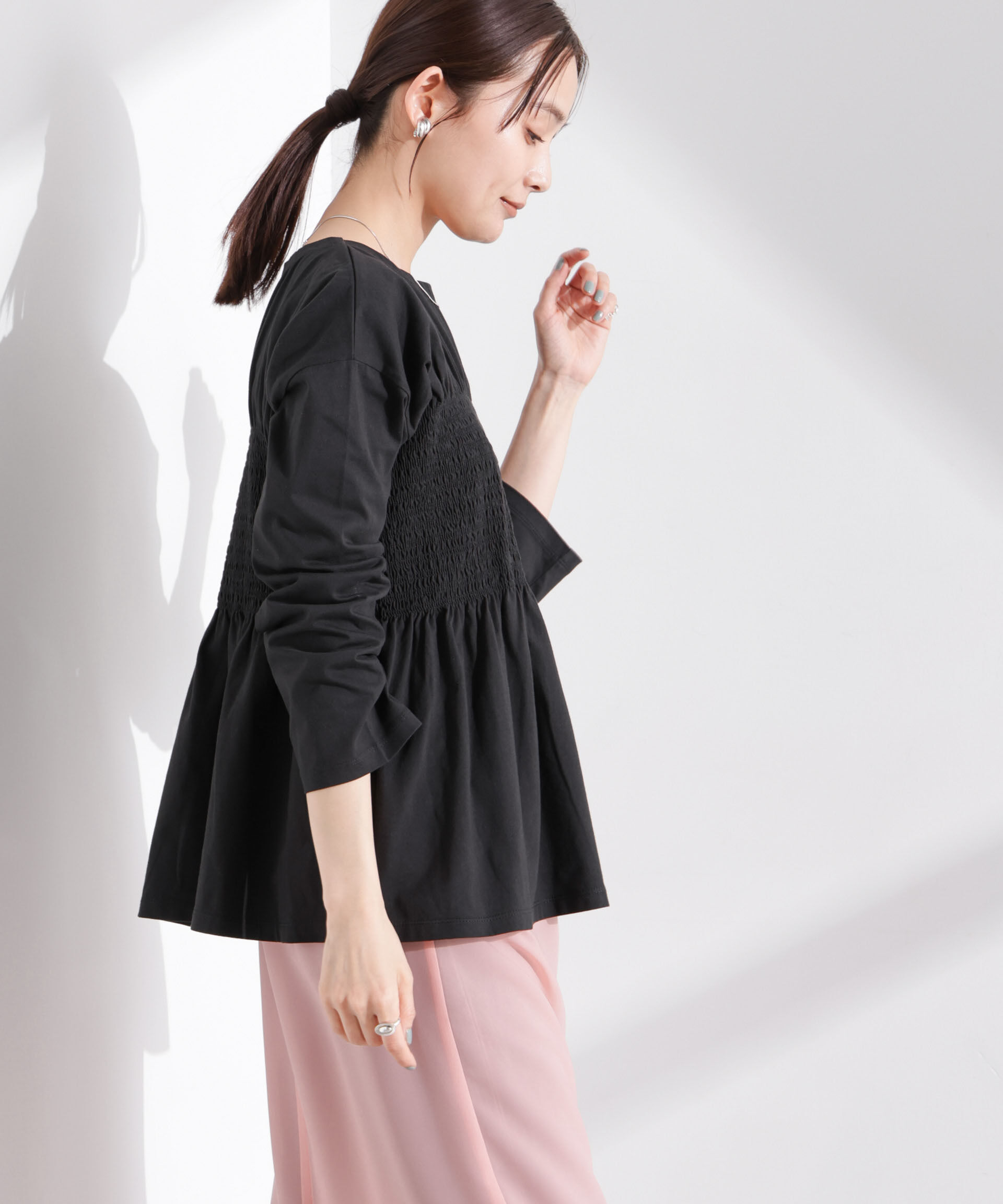 nano･universe「シャーリングデザインカットソー」|Tシャツ・カットソー|