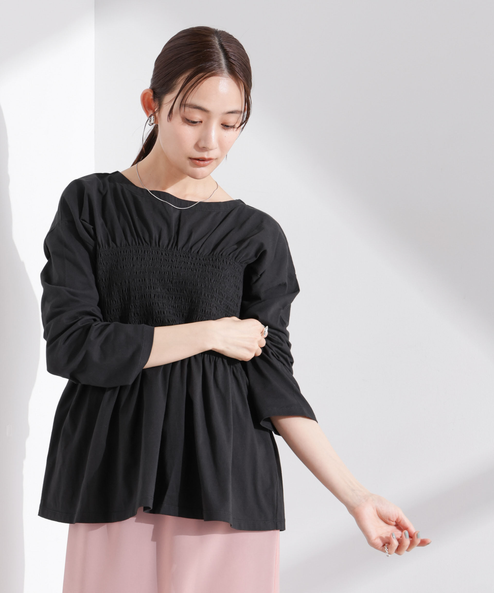 nano･universe「シャーリングデザインカットソー」|Tシャツ・カットソー|