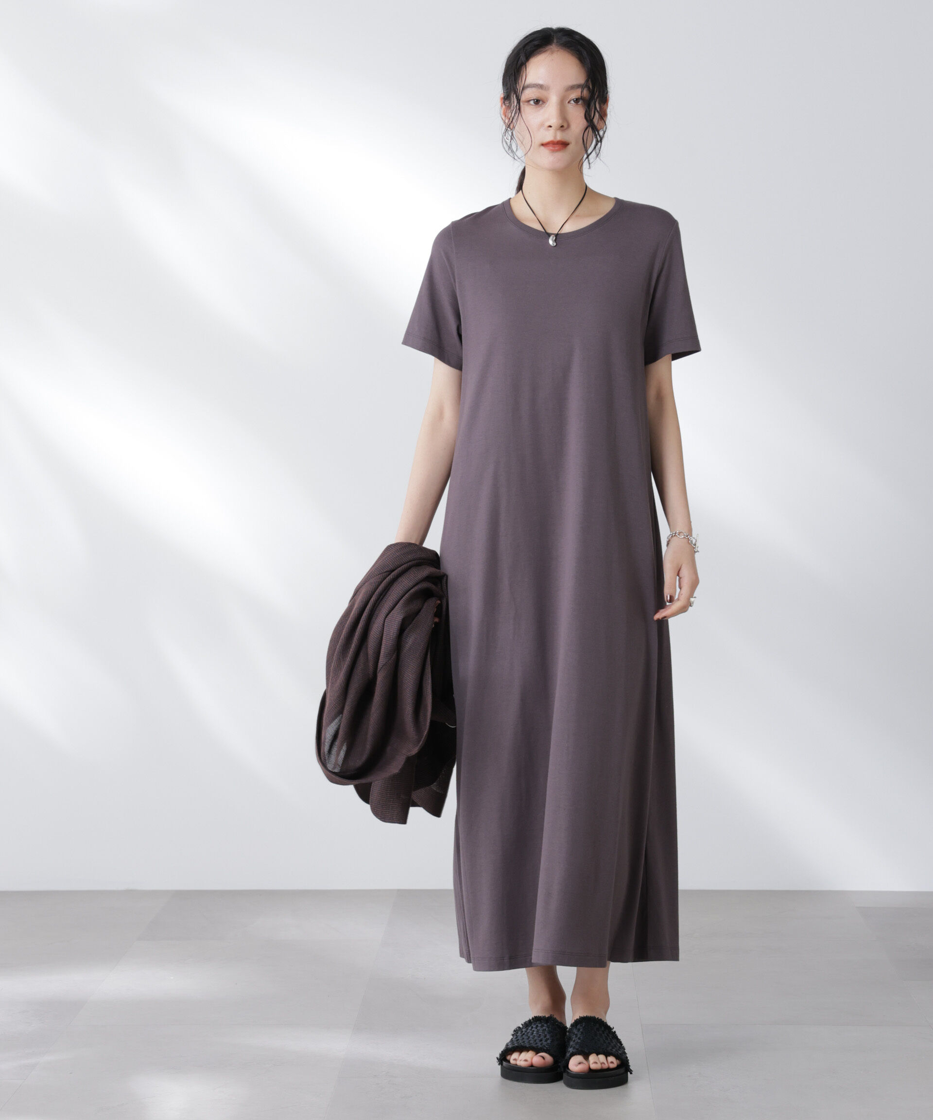 nano･universe「Anti Soaked(R) 汗染み防止フレアワンピース」|ワンピース|チャコール3