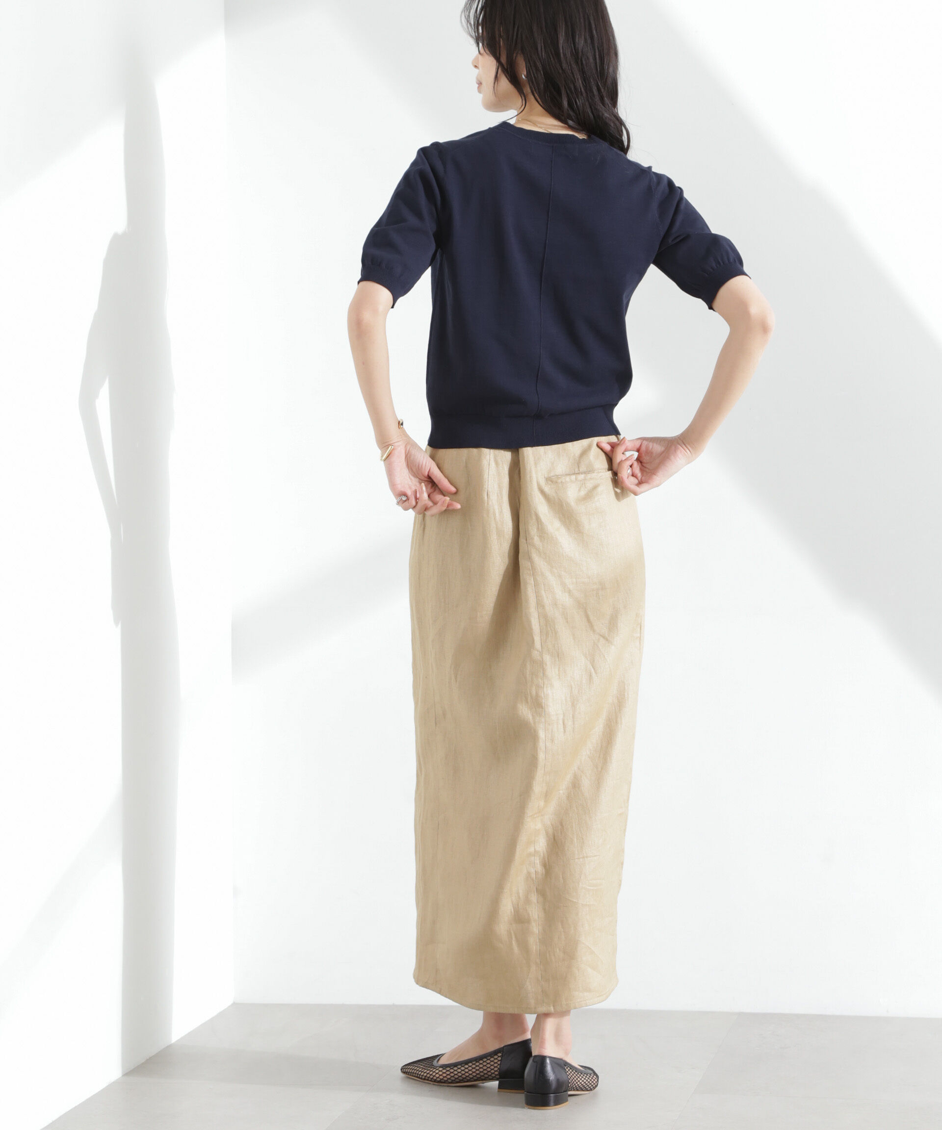 nano･universe「TEKNICO GIZAコットンVネックコンパクトニット」|ニット・セーター|