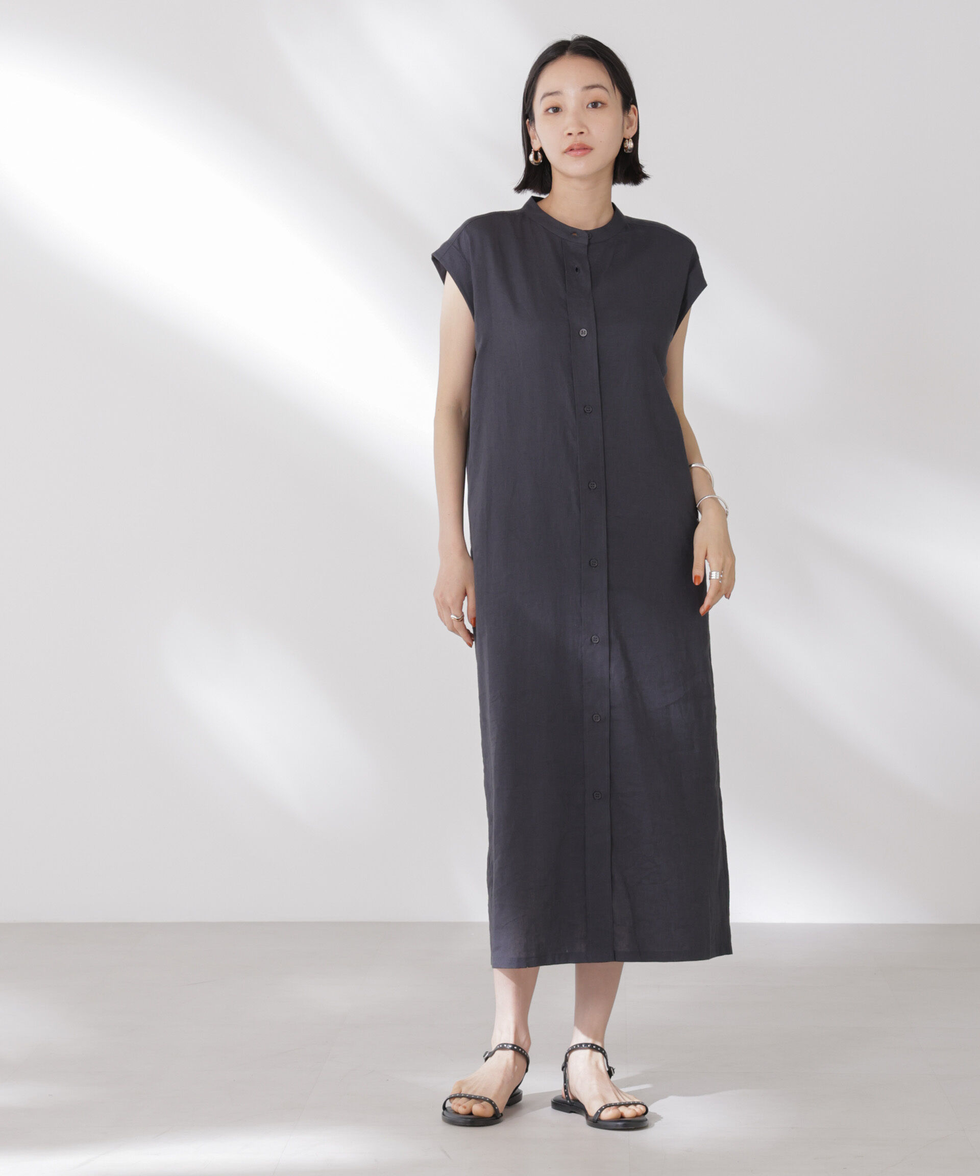 nano･universe「Anti Smell Linen フレンチスリーブワンピース」|ワンピース|