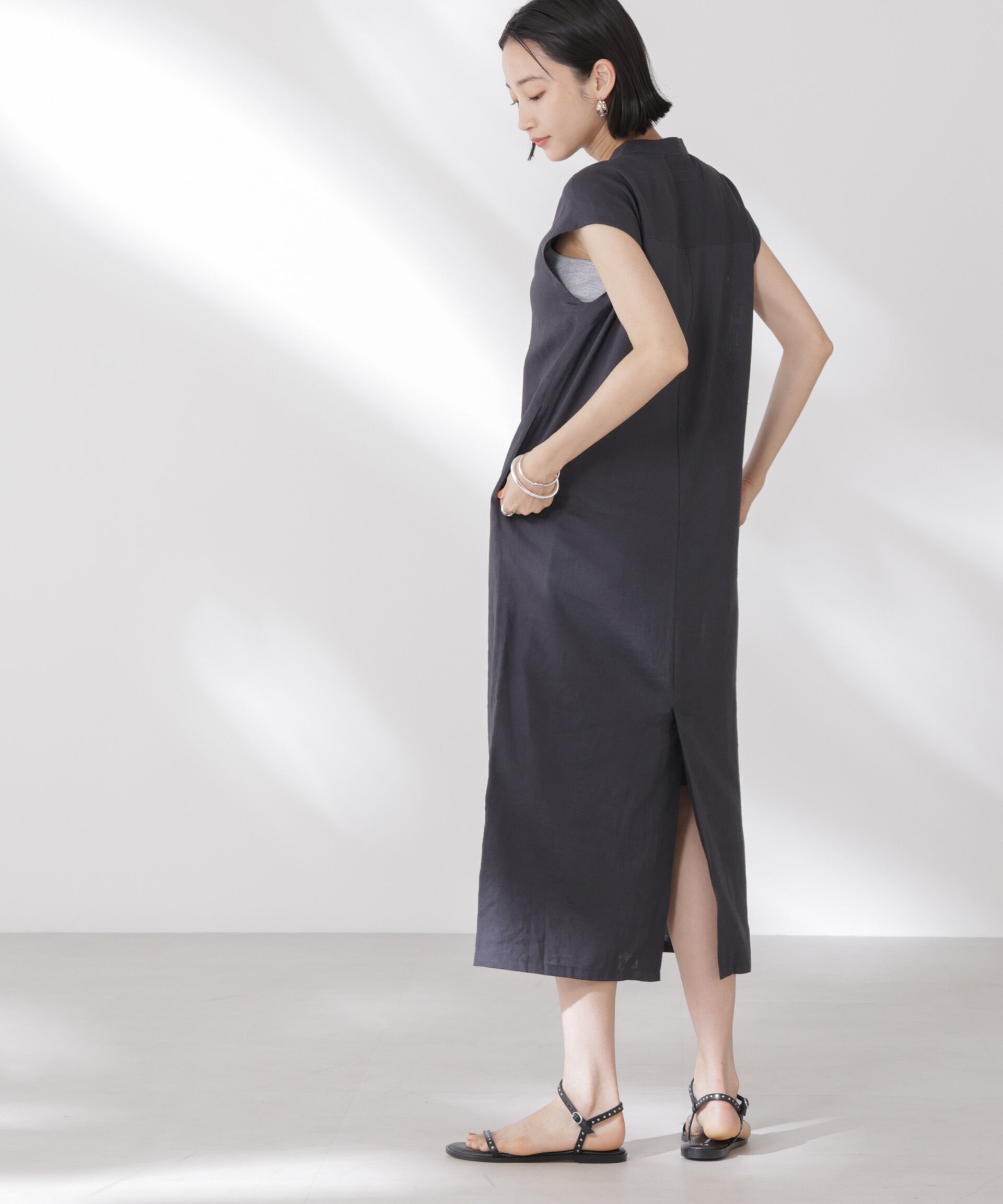 nano･universe「Anti Smell Linen フレンチスリーブワンピース」|ワンピース|