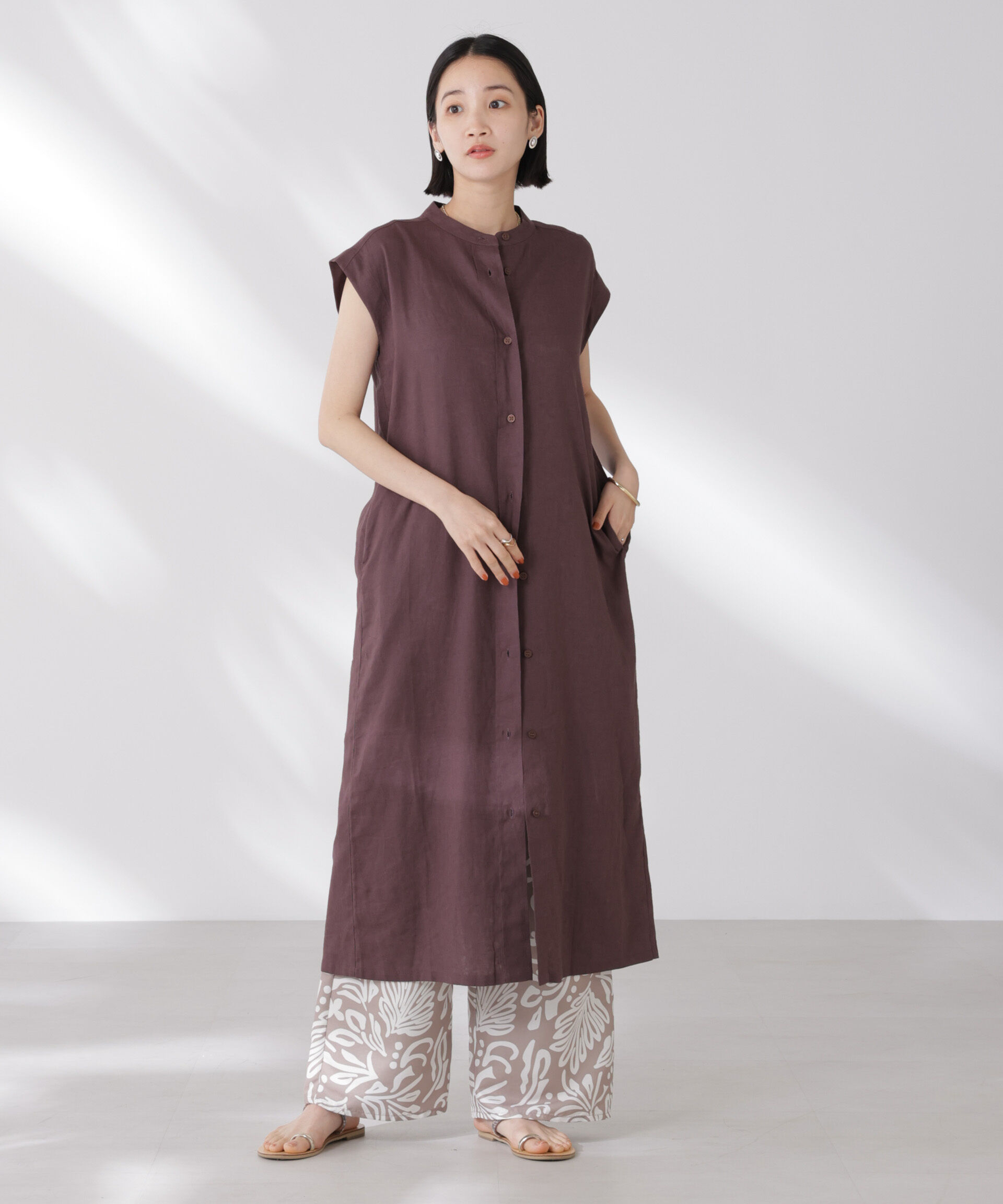 nano･universe「Anti Smell Linen フレンチスリーブワンピース」|ワンピース|