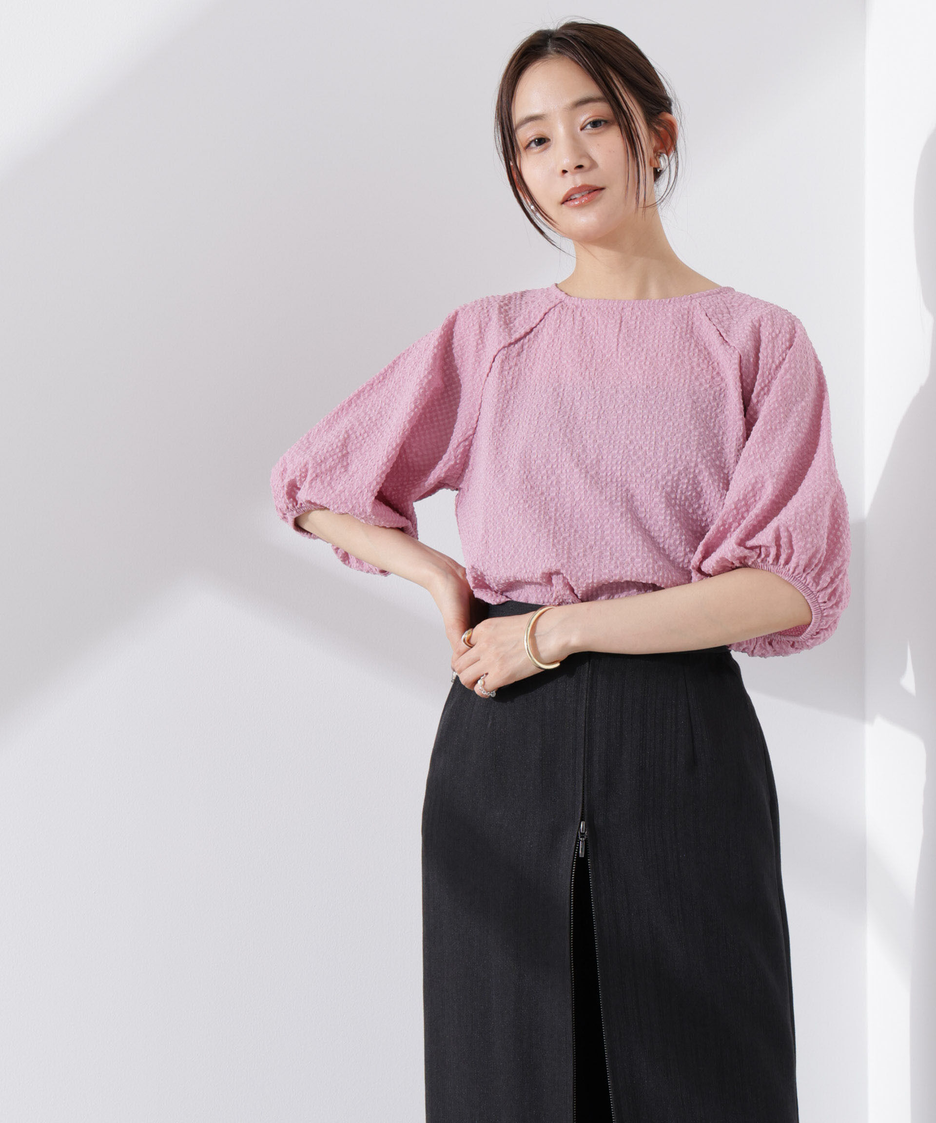 nano･universe「サッカーバルーンスリーブプルオーバーブラウス」|シャツ・ブラウス|