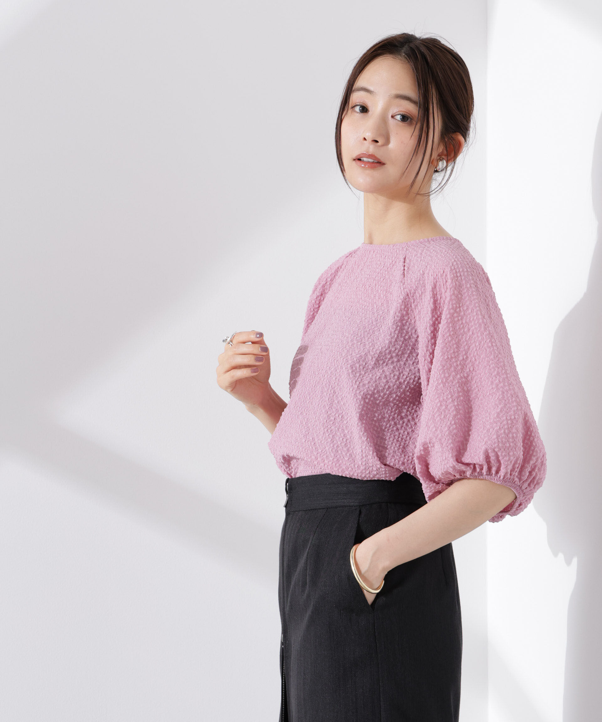 nano･universe「サッカーバルーンスリーブプルオーバーブラウス」|シャツ・ブラウス|