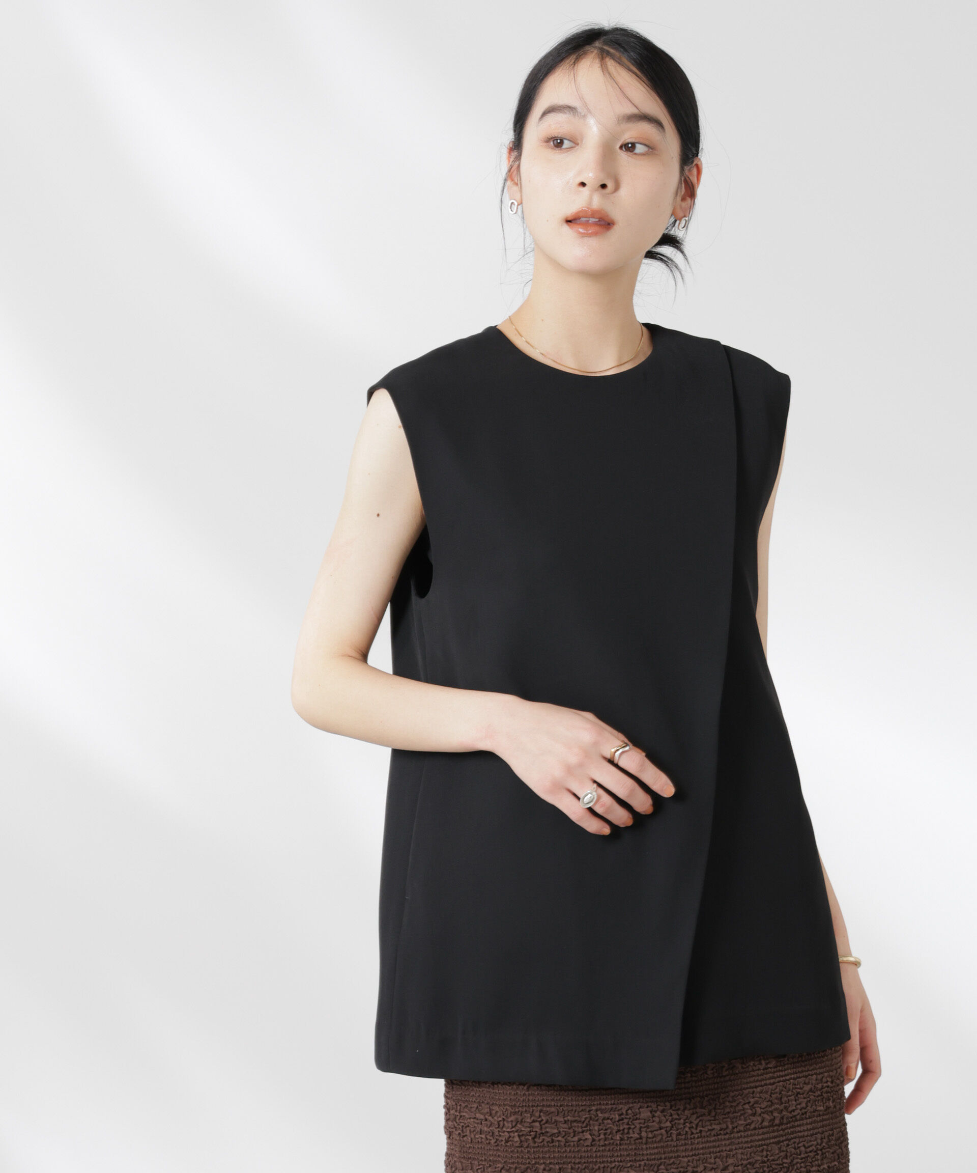 nano･universe「ダブルクロスフロントレイヤードブラウス (セットアップ可)」|シャツ・ブラウス|