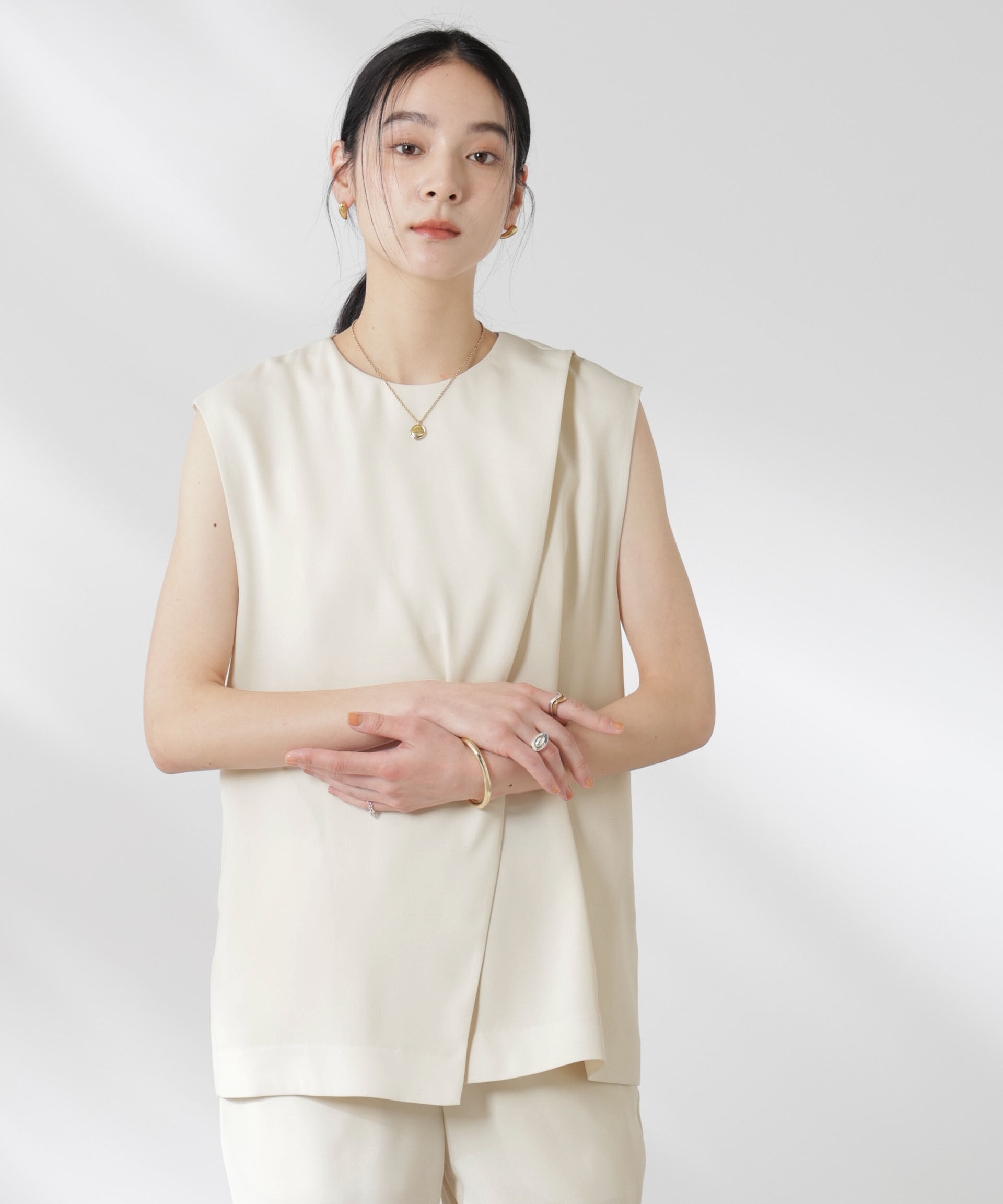 nano･universe「ダブルクロスフロントレイヤードブラウス (セットアップ可)」|シャツ・ブラウス|