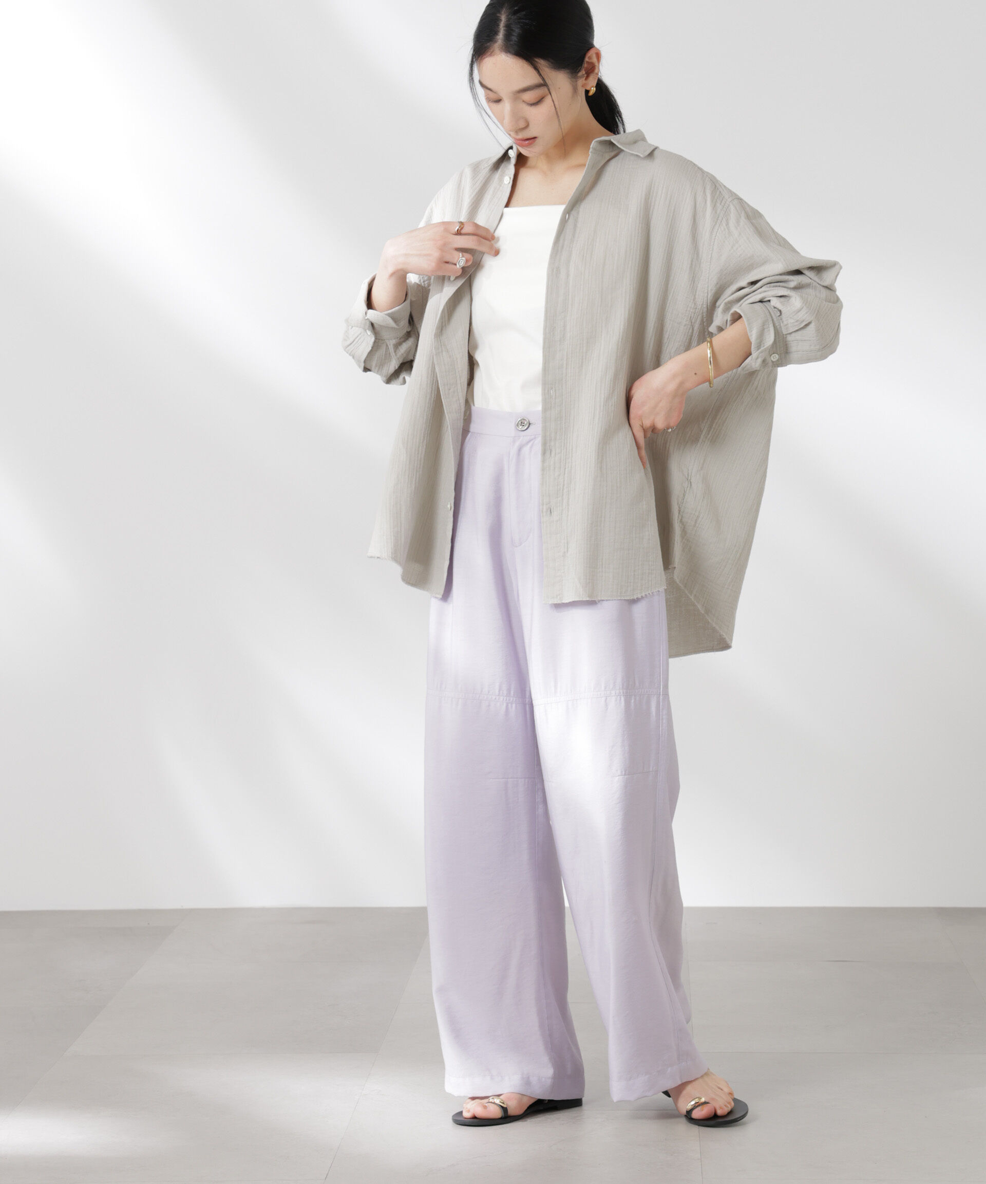 nano･universe「リラックスワイドパンツ」|チノ|