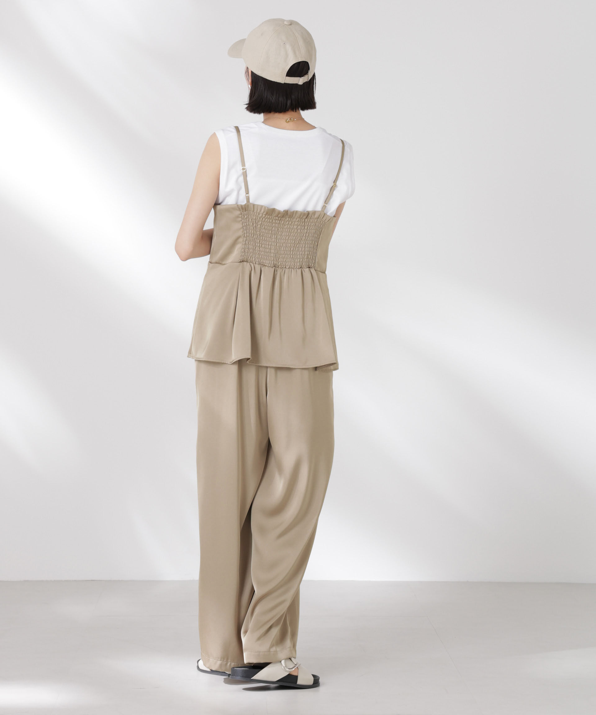 nano･universe「ペムラムディティールサテンキャミソールオールインワン」|ワンピース|