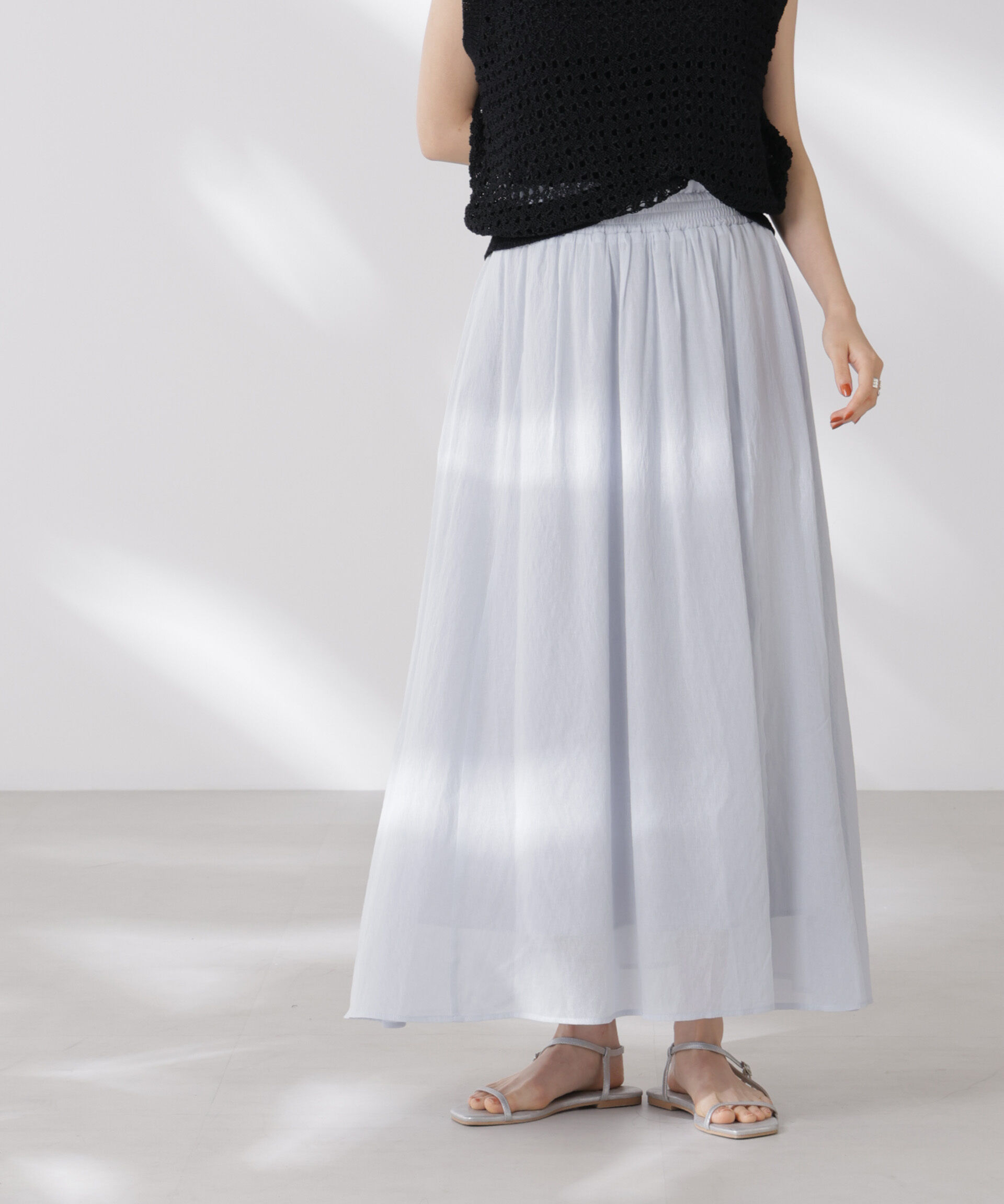 nano･universe「ウエストゴムギャザーシアースカート（セットアップ可）」|スカート|