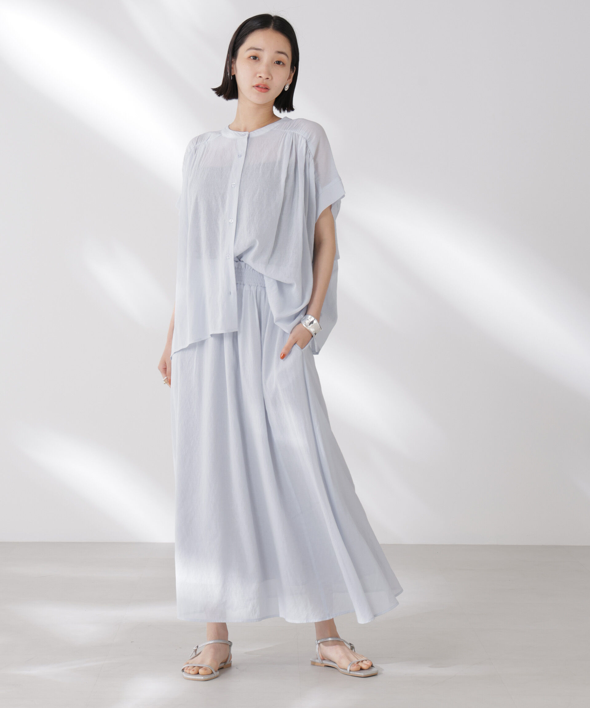 nano･universe「ウエストゴムギャザーシアースカート（セットアップ可）」|スカート|