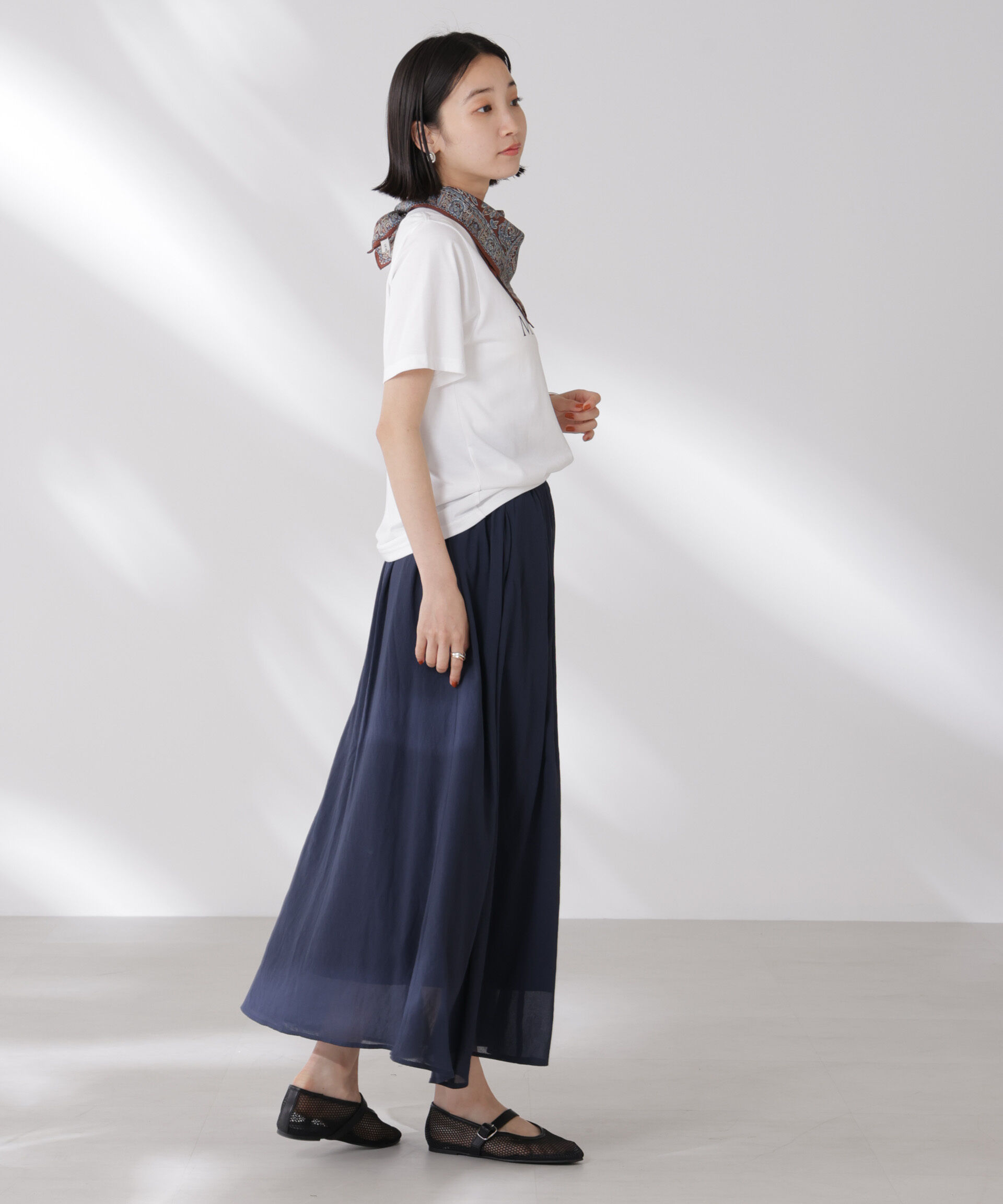 nano･universe「ウエストゴムギャザーシアースカート（セットアップ可）」|スカート|