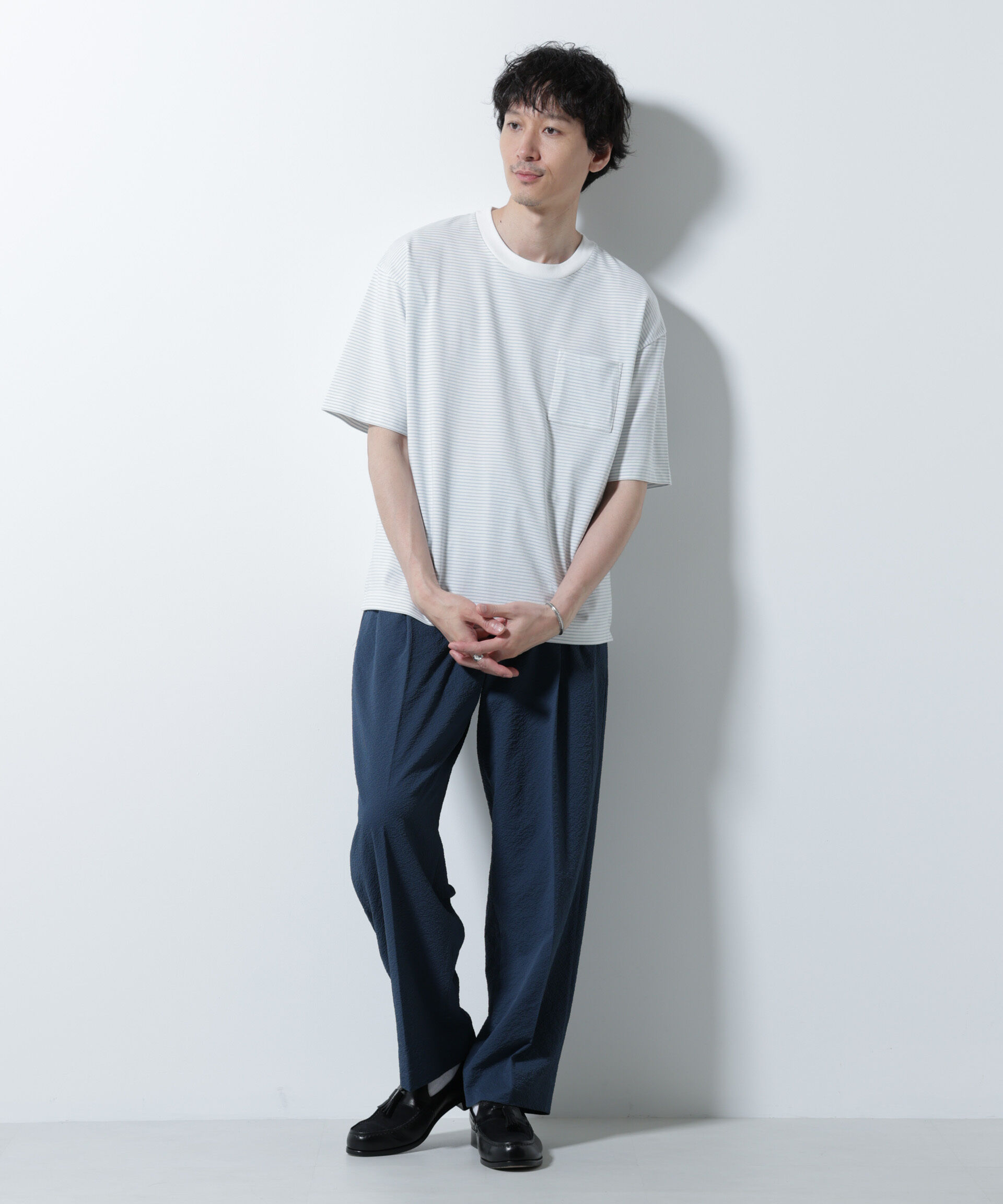 nano･universe「20シルケットボーダーTシャツ 半袖」|Tシャツ・カットソー|