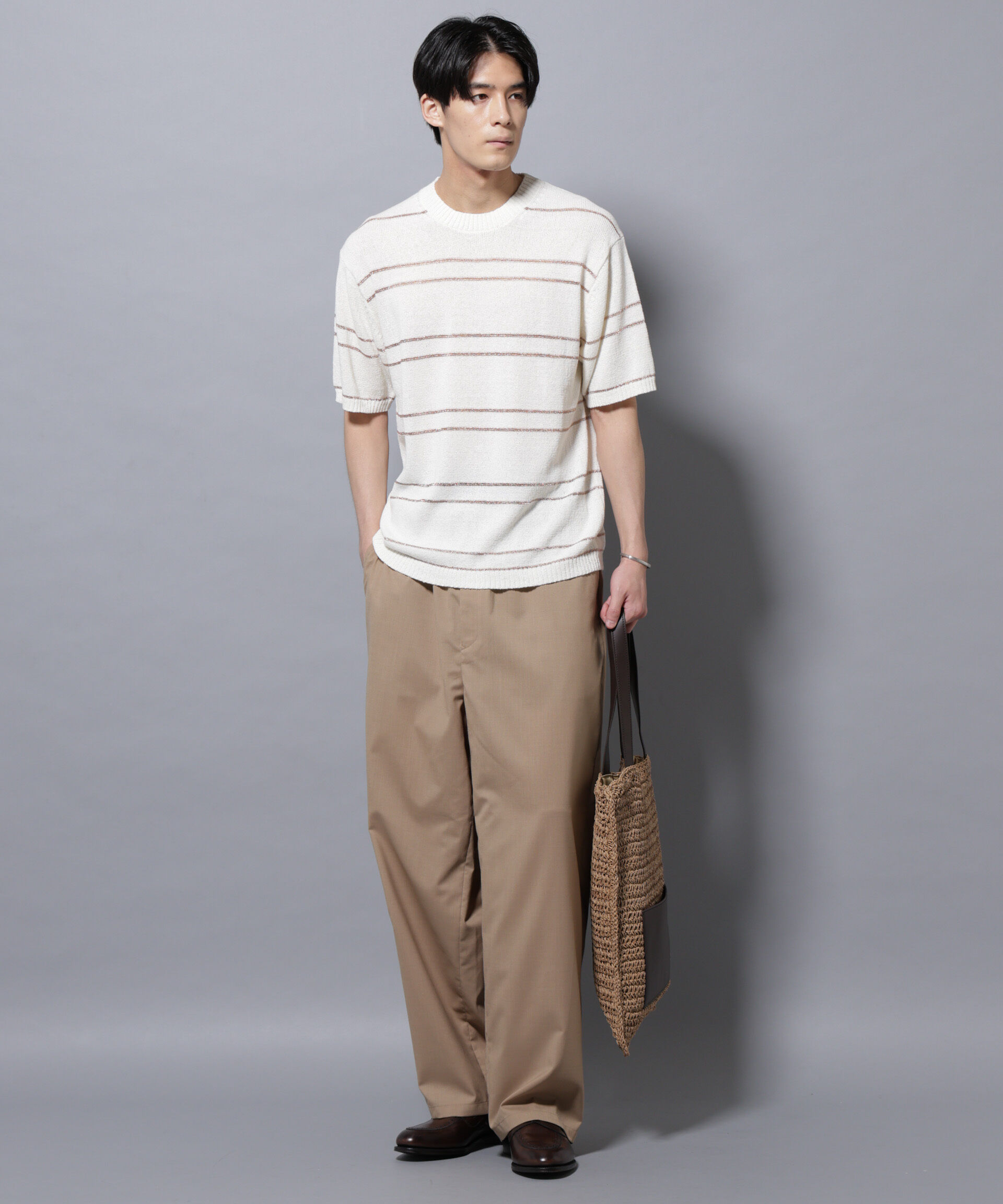 nano･universe「ブークレーラメボーダー ニットTシャツ」|ニット・セーター|