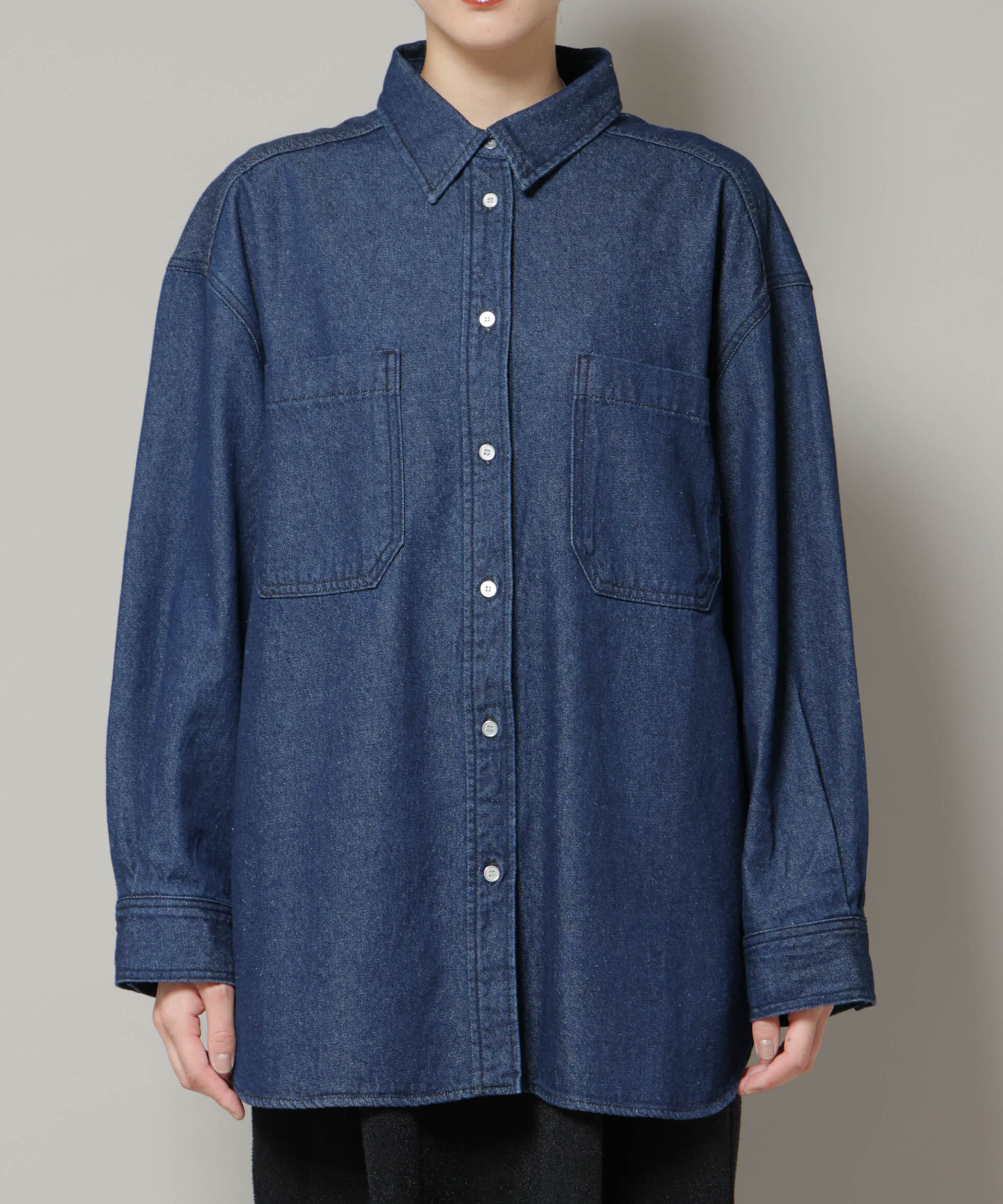 nano･universe「刺繍入りデニムワイドシャツ(セットアップ可)」|シャツ・ブラウス|