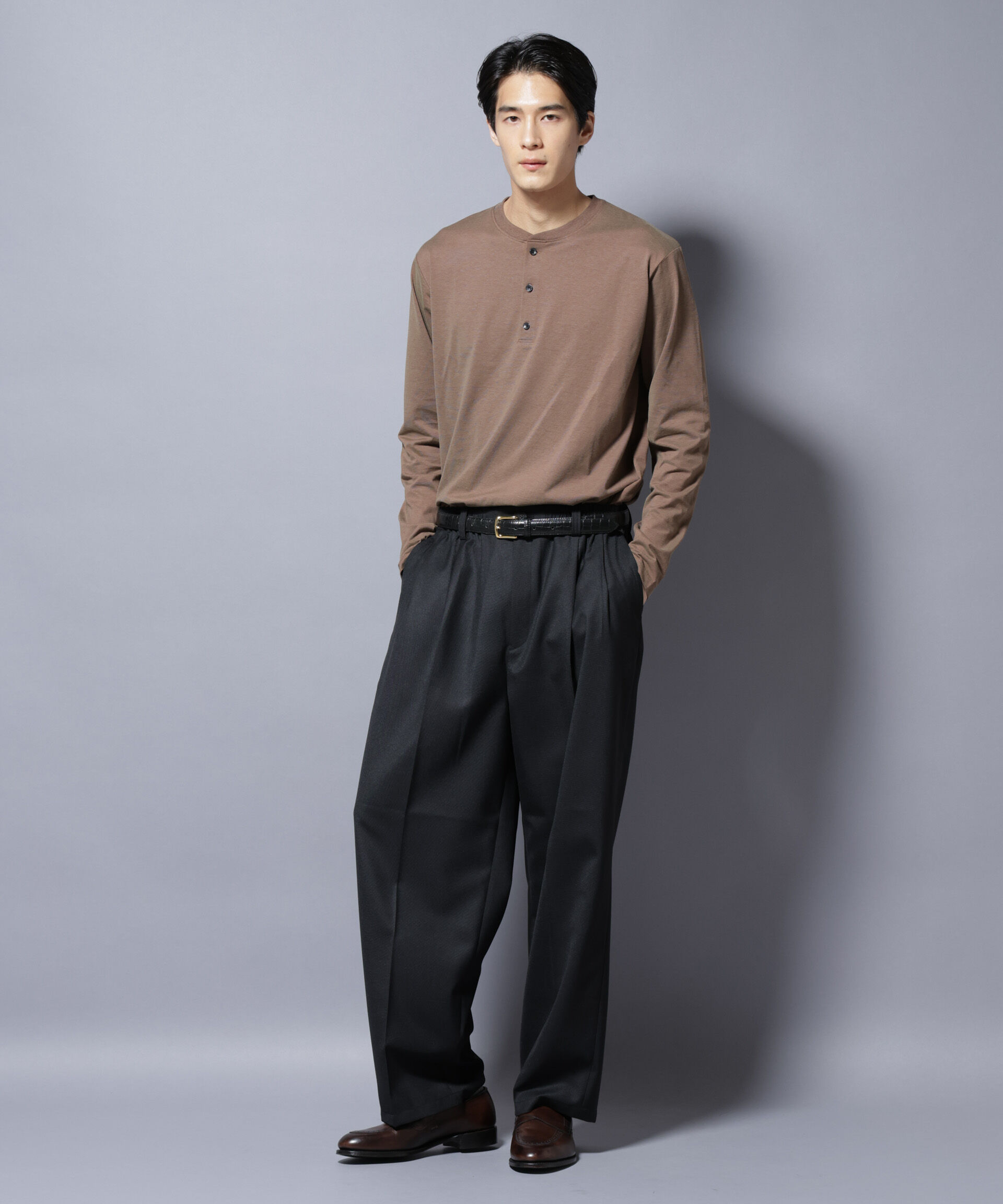 nano･universe「ソラーロライトストレッチヘンリーネックTシャツ 長袖」|Tシャツ・カットソー|