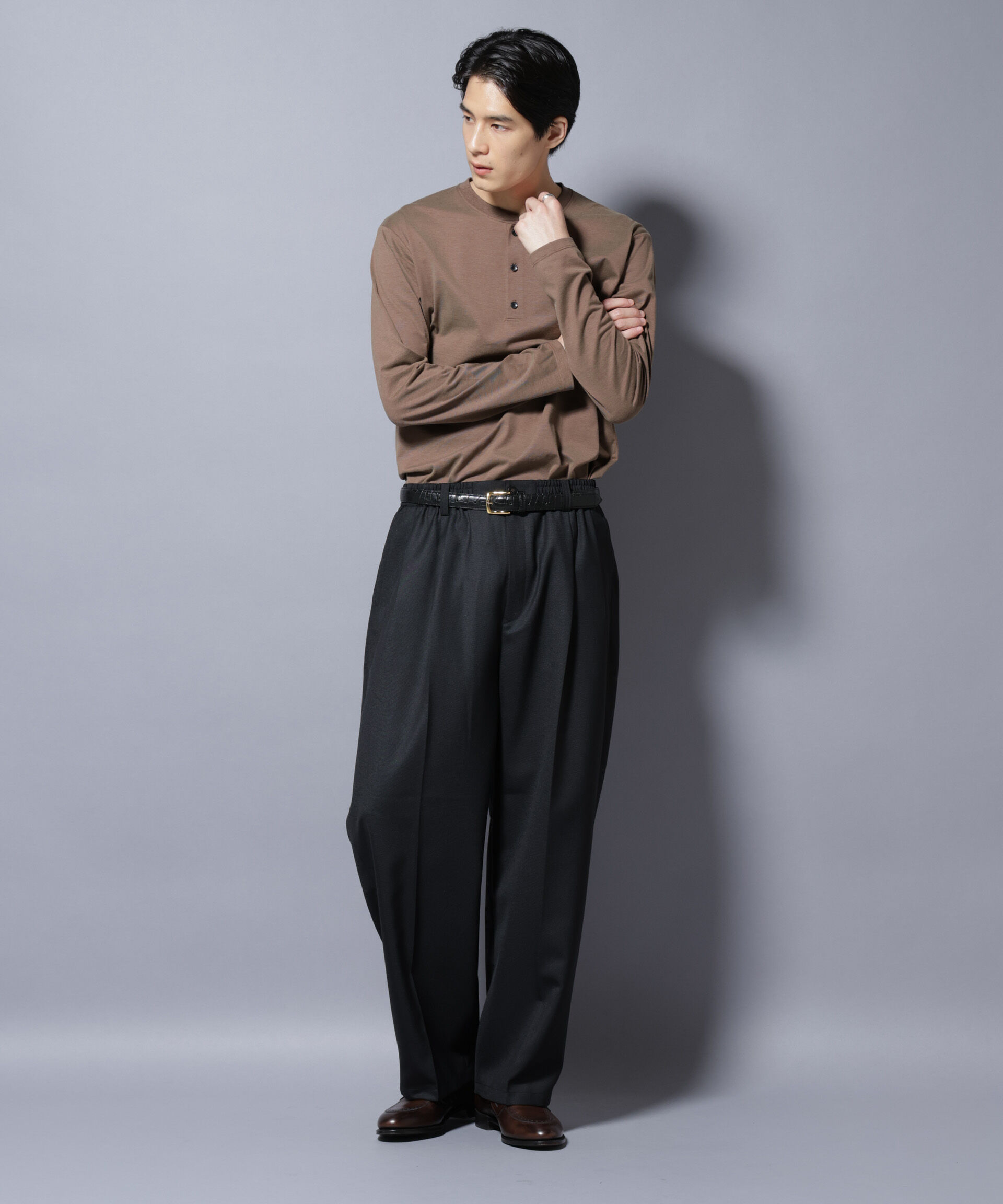 nano･universe「ソラーロライトストレッチヘンリーネックTシャツ 長袖」|Tシャツ・カットソー|