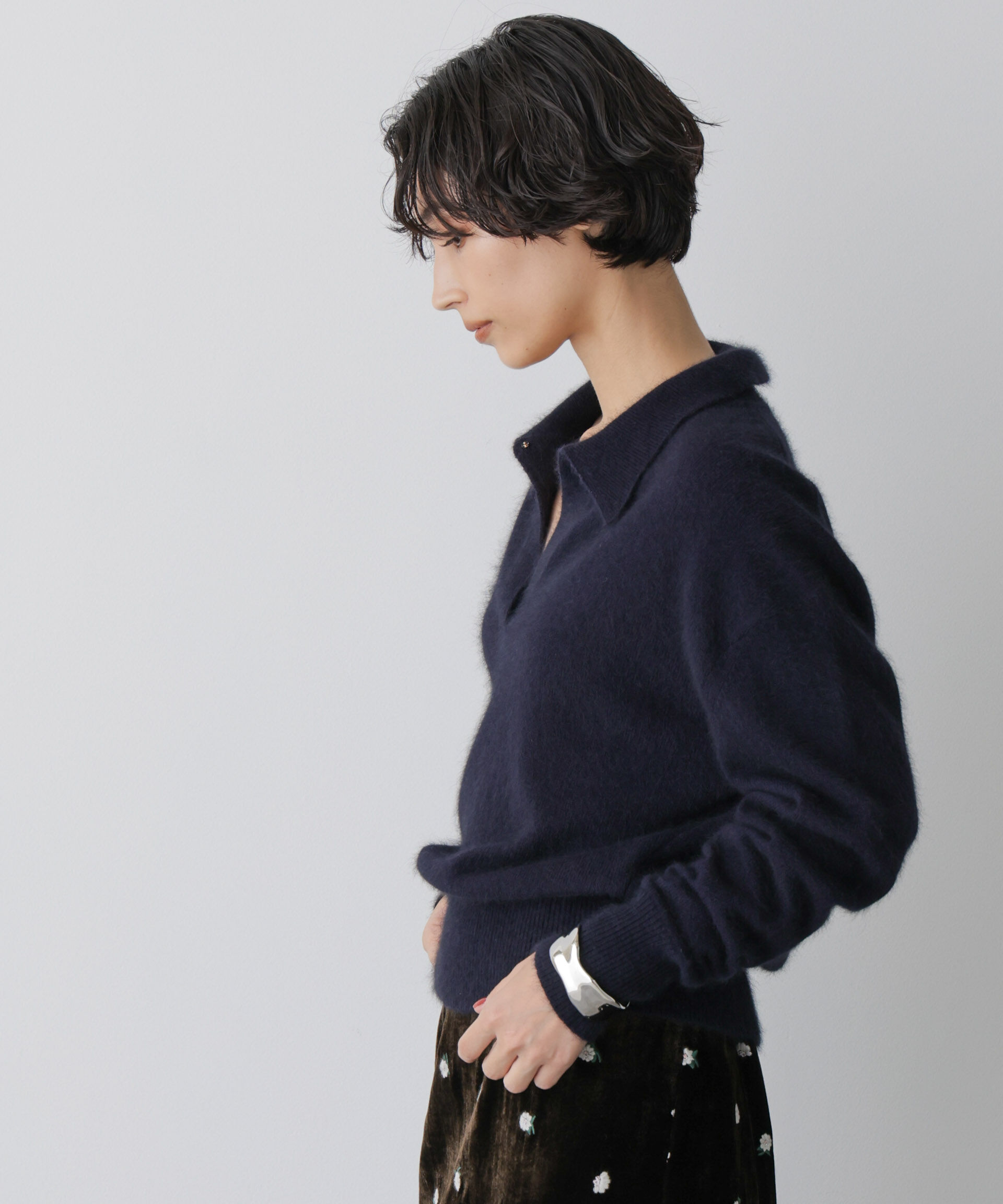  「「STEVELOUR」スキッパーポロ衿ソフトタッチニット」|ニット・セーター|