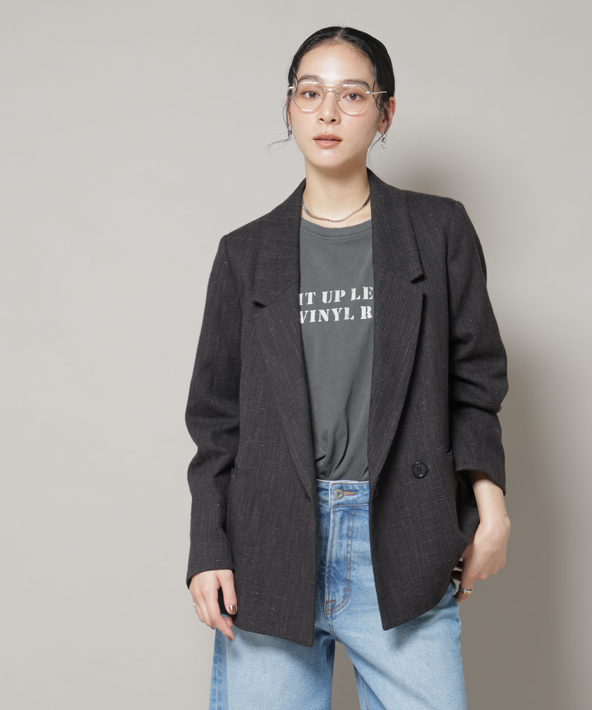 nano･universe「ツイードセミダブルジャケット(セットアップ可)」|テーラードジャケット|