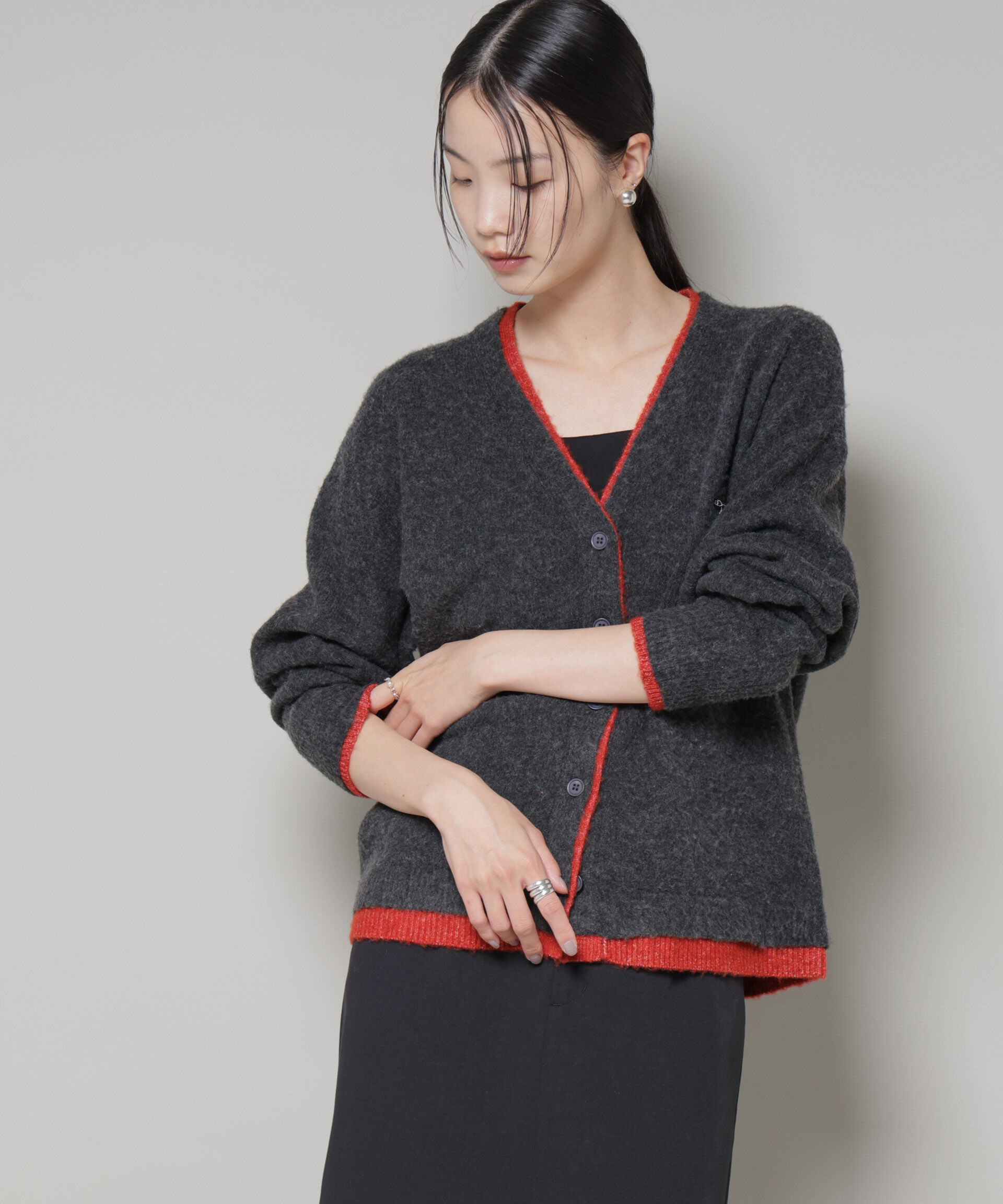 nano･universe「PENNEYS別注TheFOXバイカラーVネックカーディガン」|ニット・セーター|