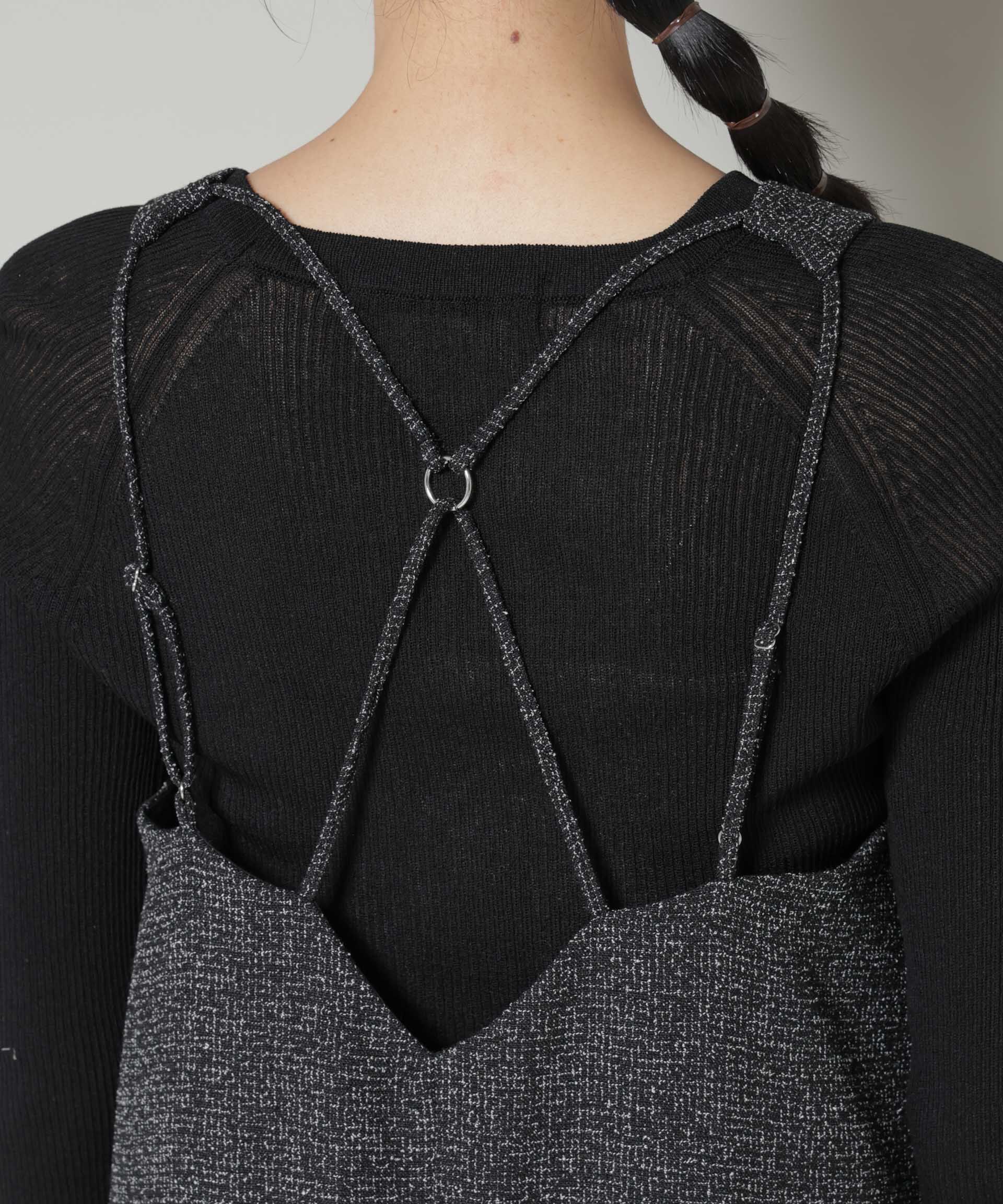 nano･universe「ツイードIラインワンピース&times;シアーリブニットセット」|ワンピース|