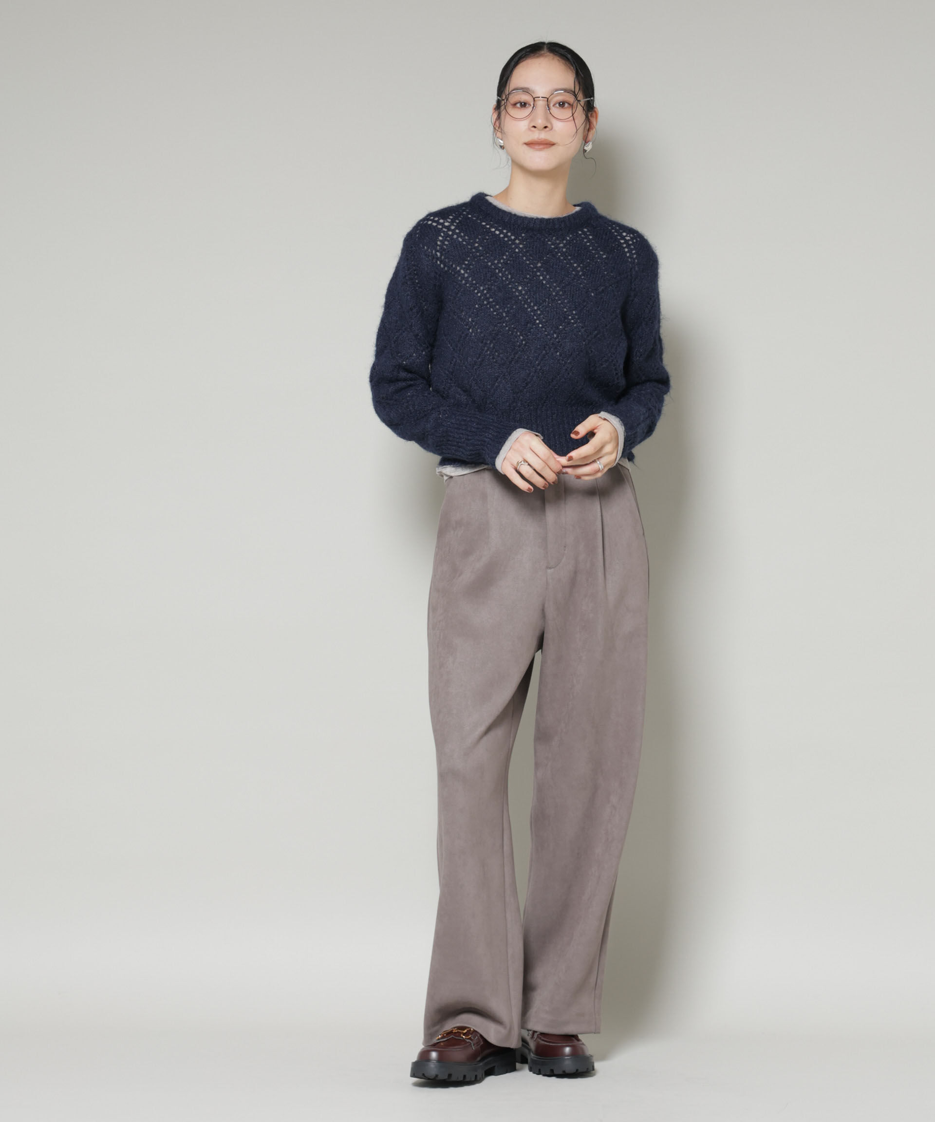 nano･universe「フェイクスエードタックパンツ」|チノ|