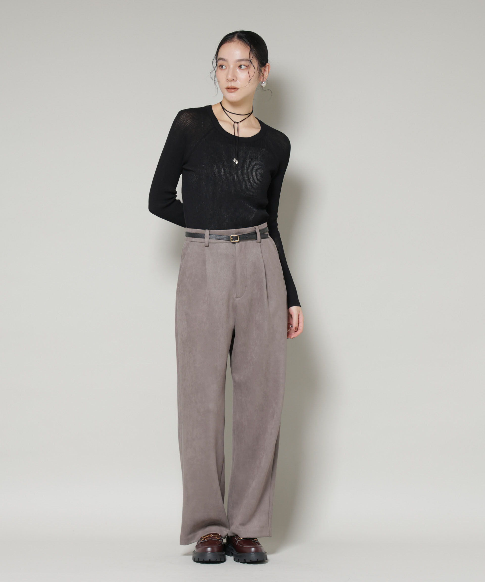 nano･universe「フェイクスエードタックパンツ」|チノ|