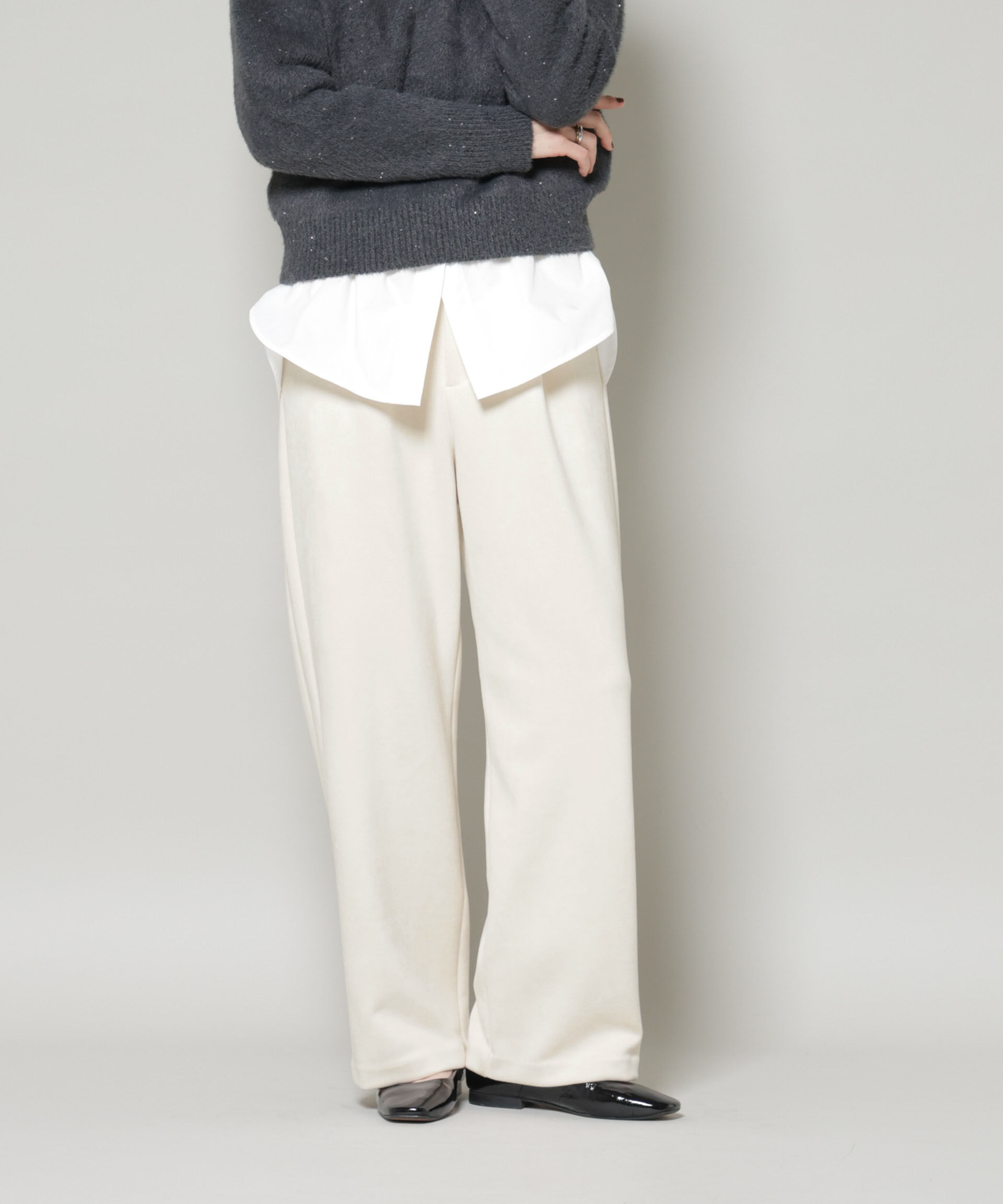 nano･universe「フェイクスエードタックパンツ」|チノ|