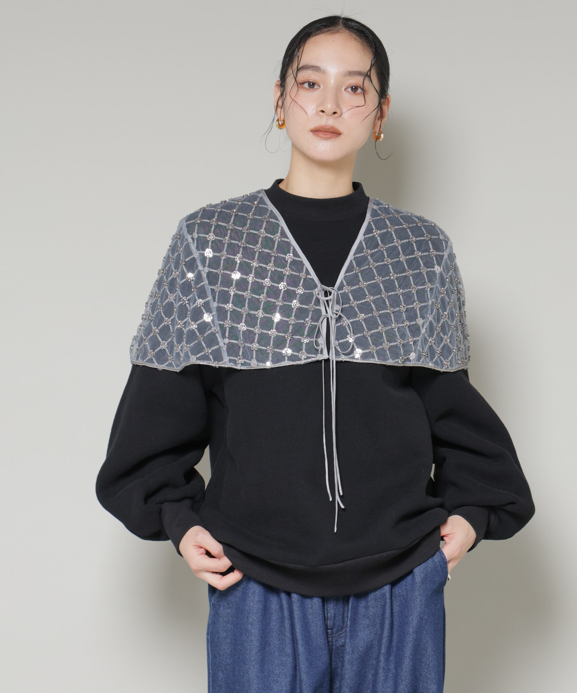 nano･universe「スパンコールビーズ刺繍ボレロストール」|シャツ・ブラウス|