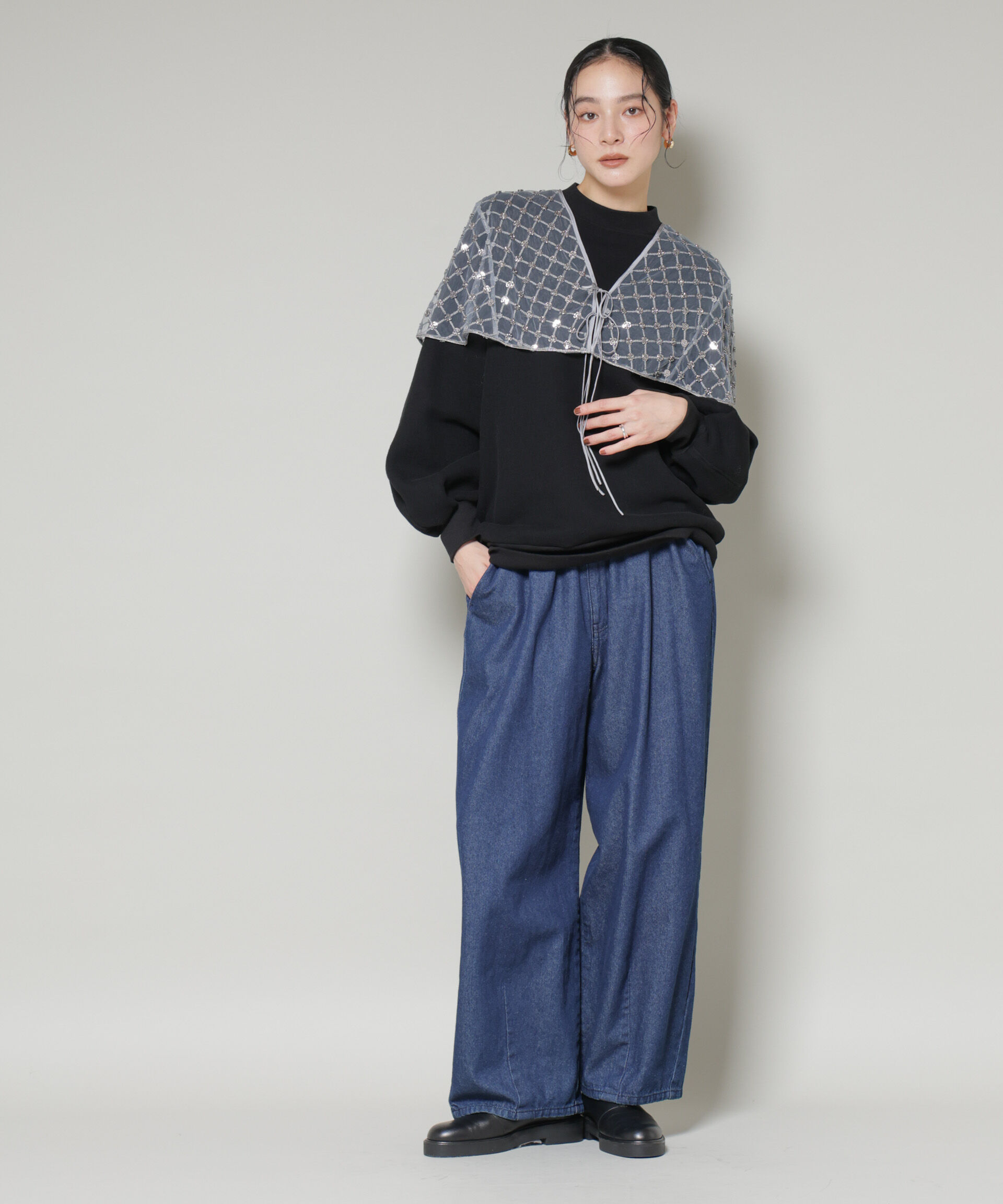 nano･universe「スパンコールビーズ刺繍ボレロストール」|シャツ・ブラウス|