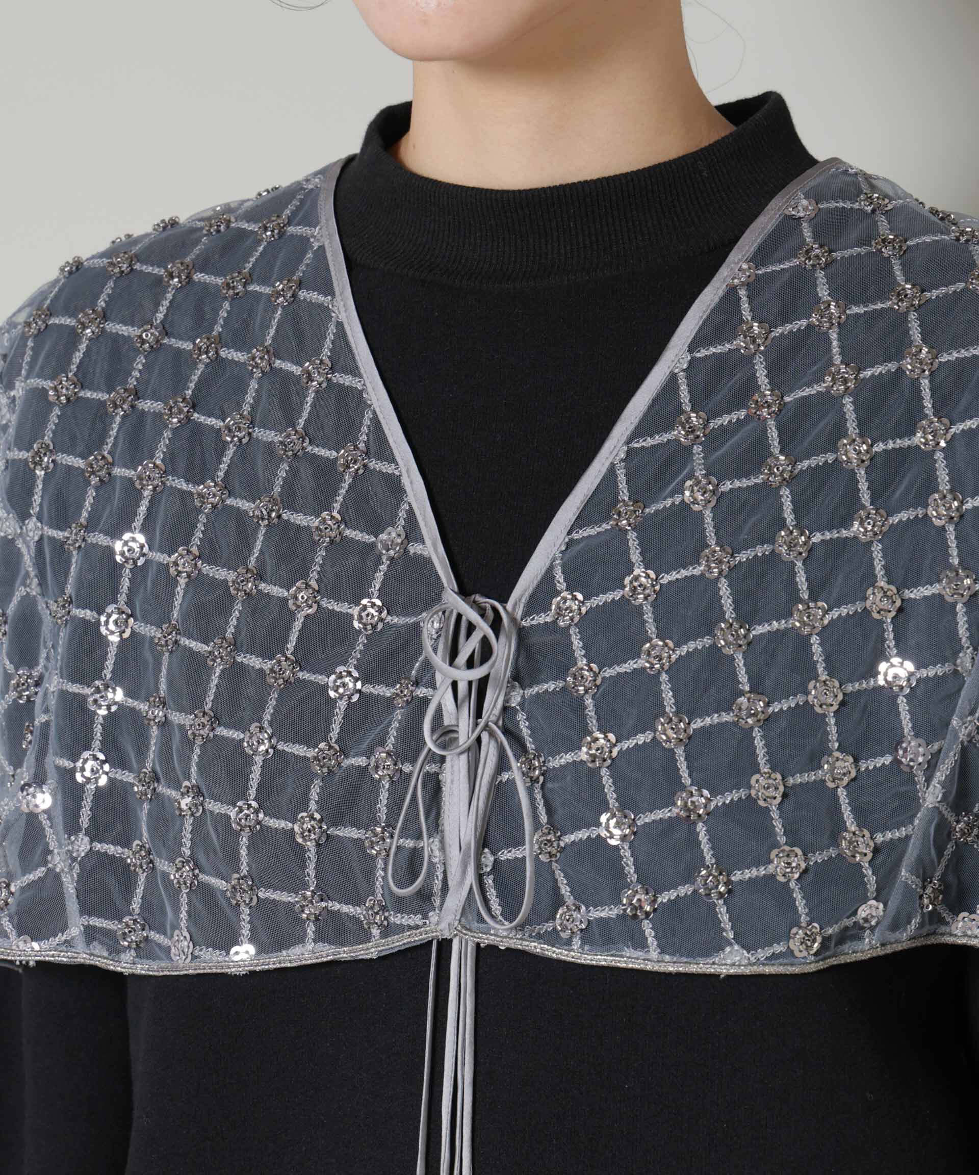 nano･universe「スパンコールビーズ刺繍ボレロストール」|シャツ・ブラウス|